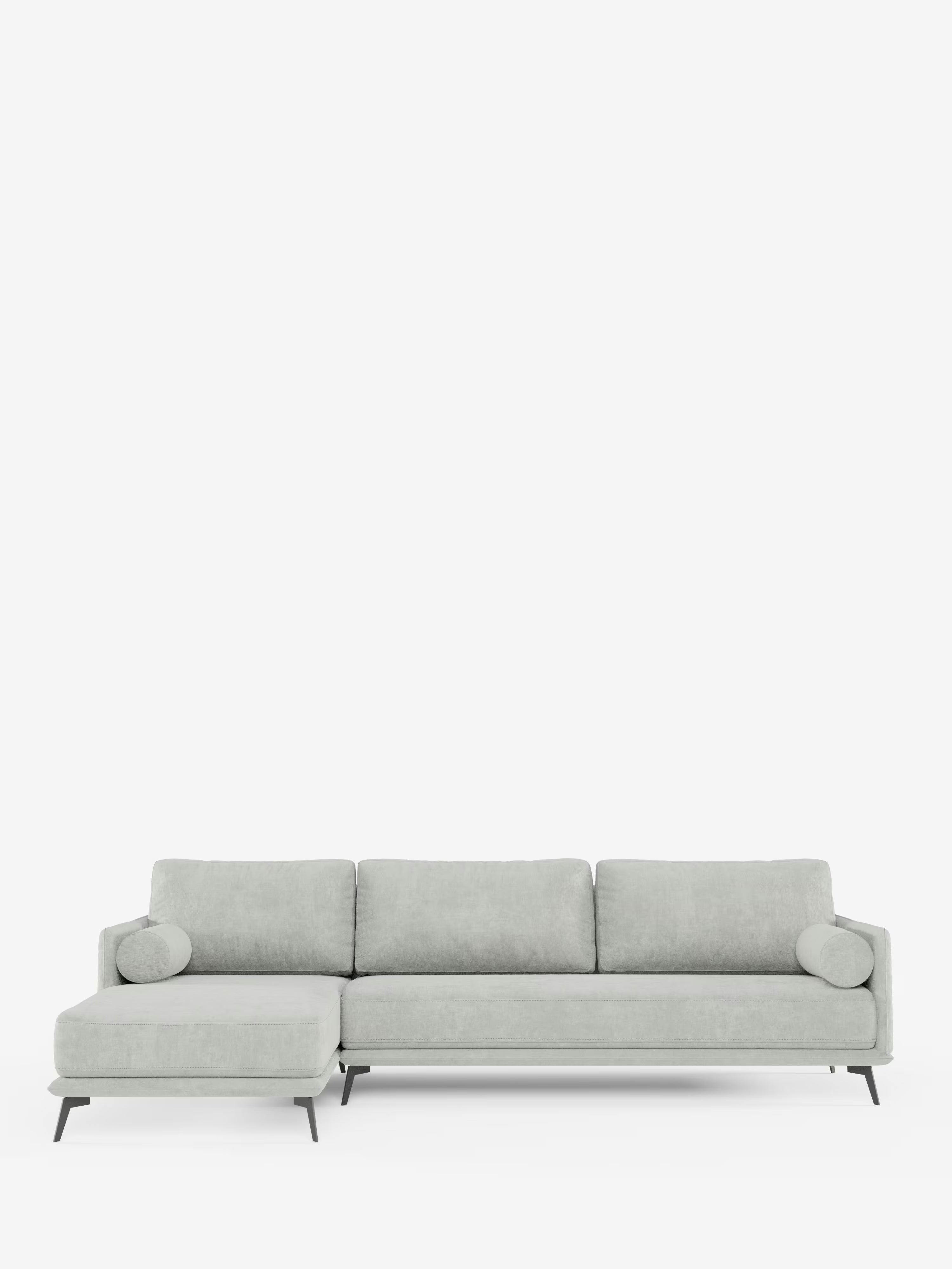 Basalto canapé d'angle moderne avec méridienne et base en métal - dossiers en plumes et tissu détachable T31