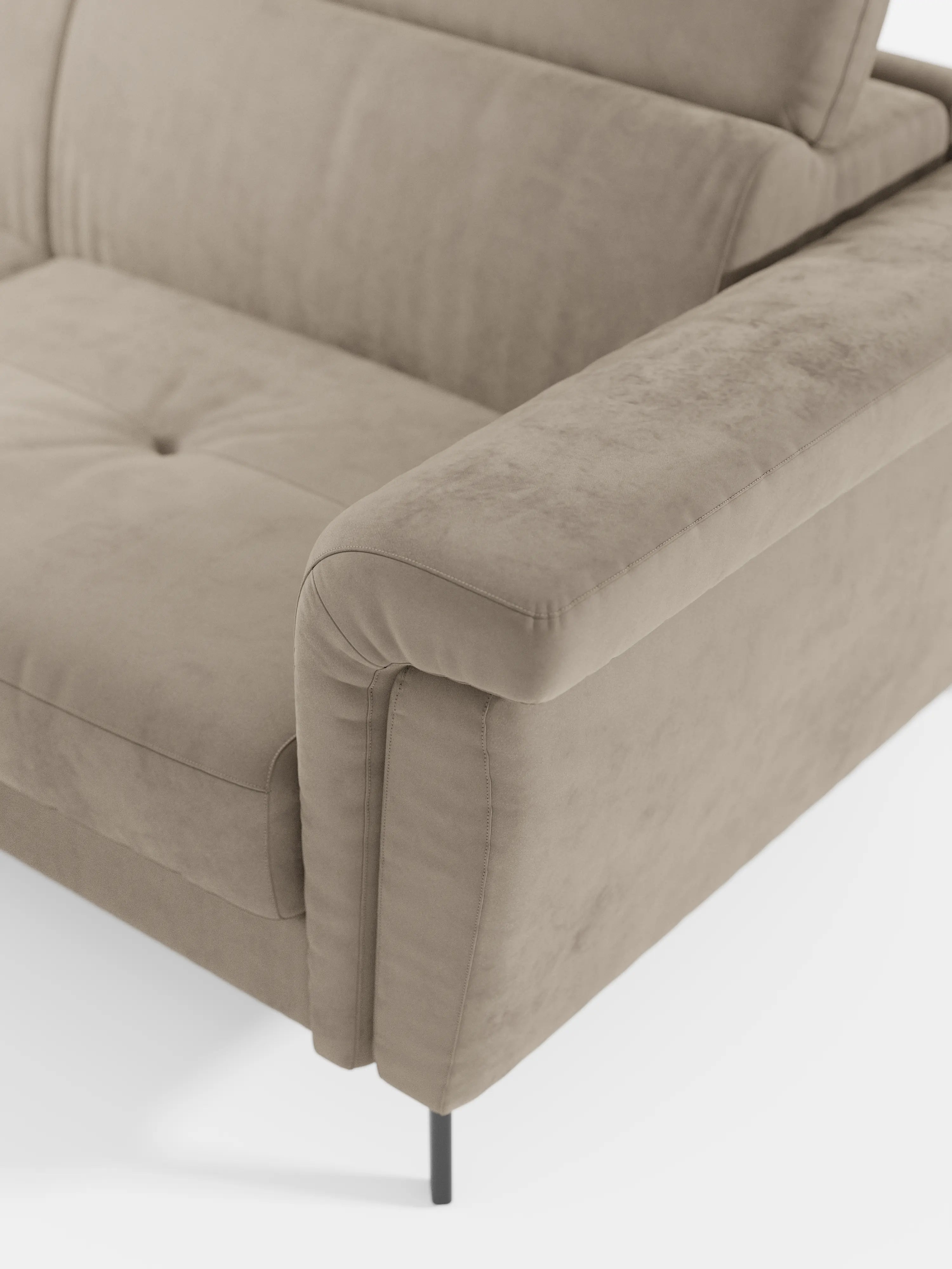 Capri canapé d'angle convertible avec Têtières Réglables et Matelas haute performance en Tissu Effet Velours Détachable T30