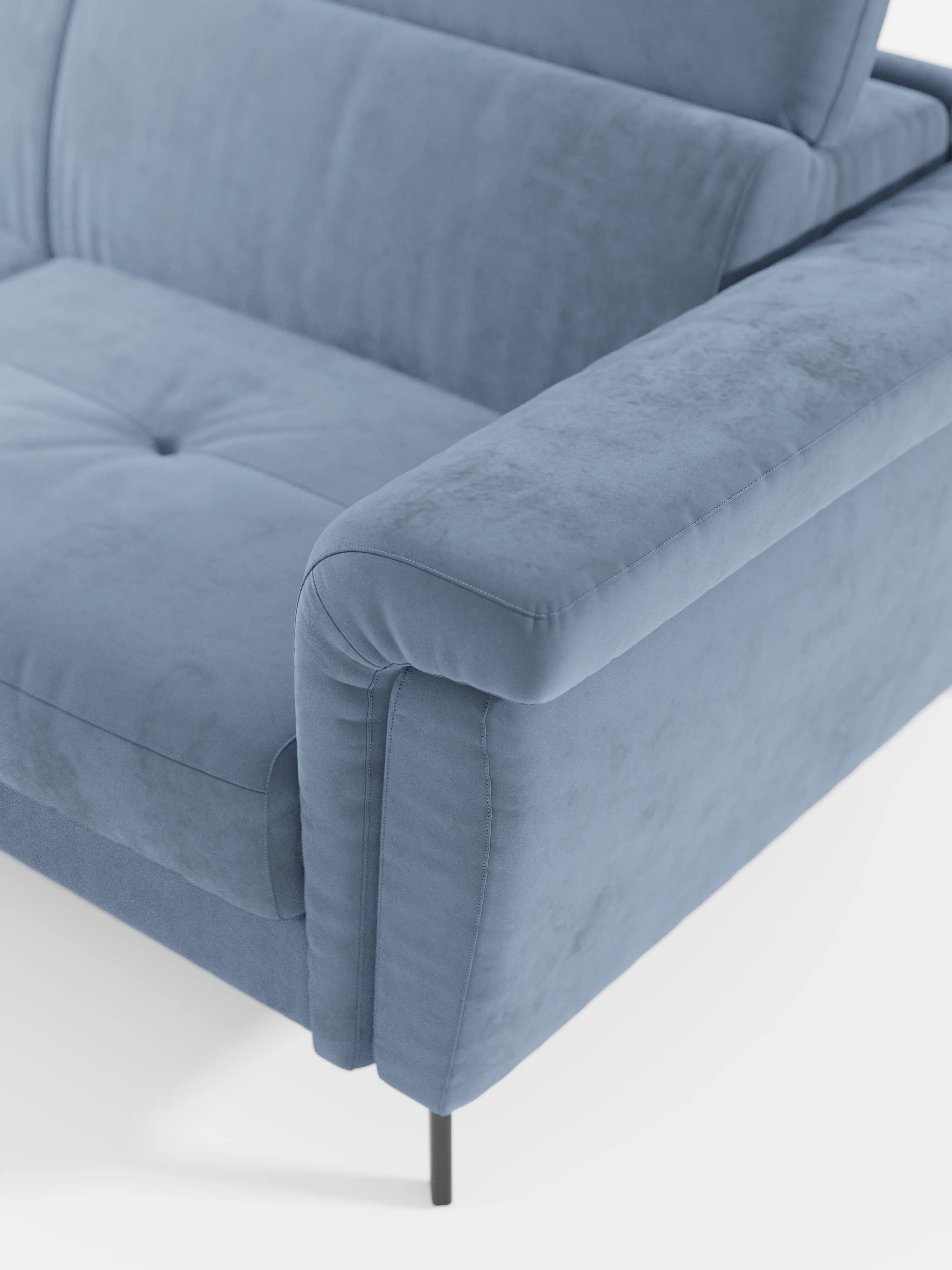 Capri canapé d'angle convertible avec Têtières Réglables et Matelas haute performance en Tissu Effet Velours Détachable T30