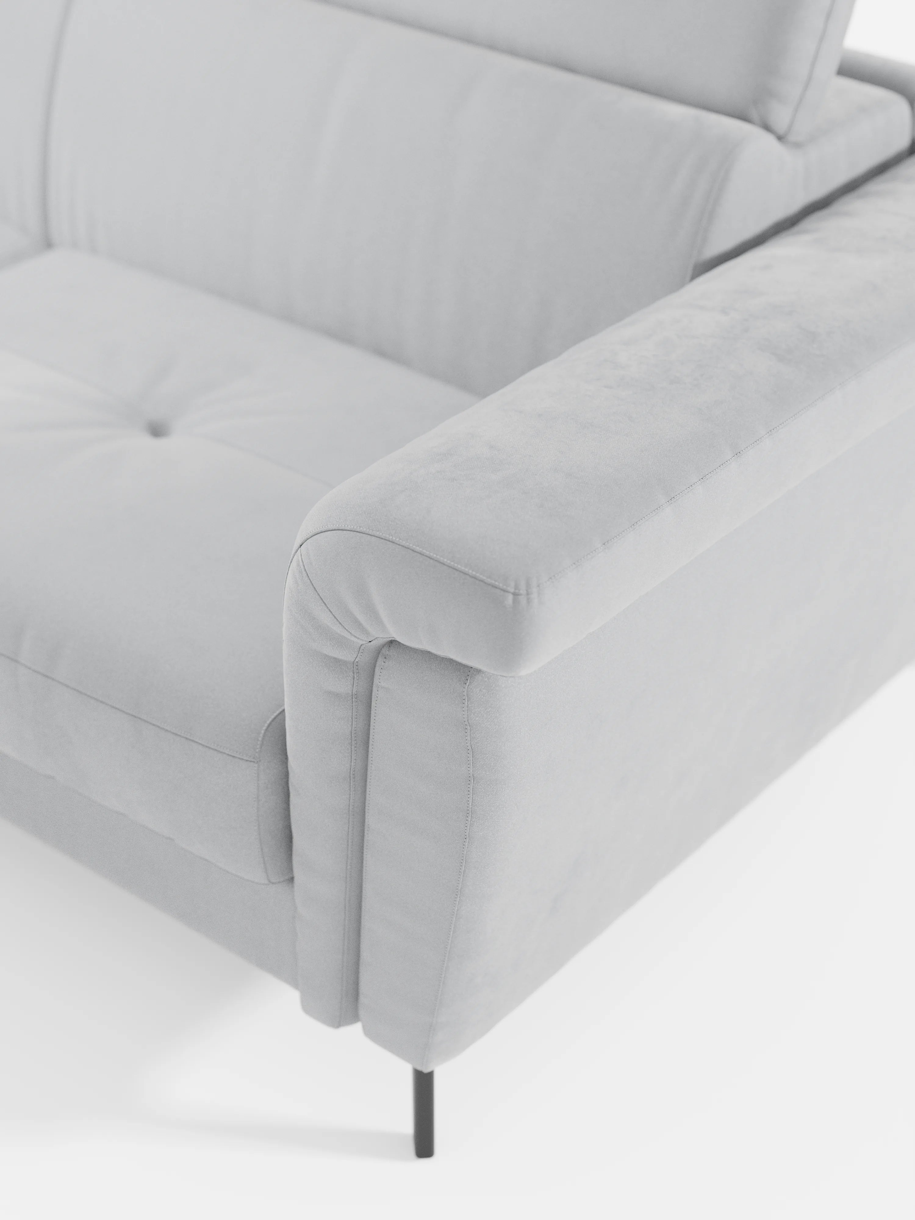Capri canapé d'angle convertible avec Têtières Réglables et Matelas haute performance en Tissu Effet Velours Détachable T30