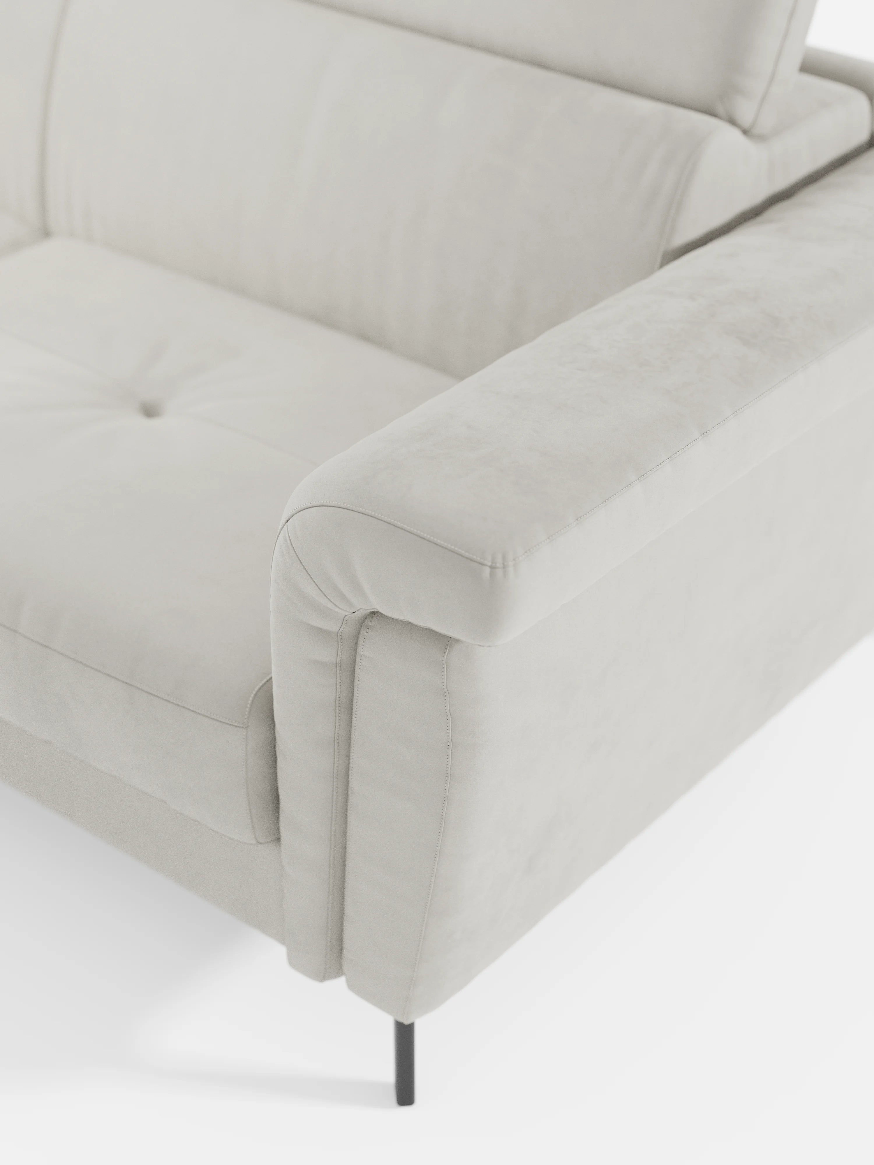 Capri canapé d'angle convertible avec Têtières Réglables et Matelas haute performance en Tissu Effet Velours Détachable T30