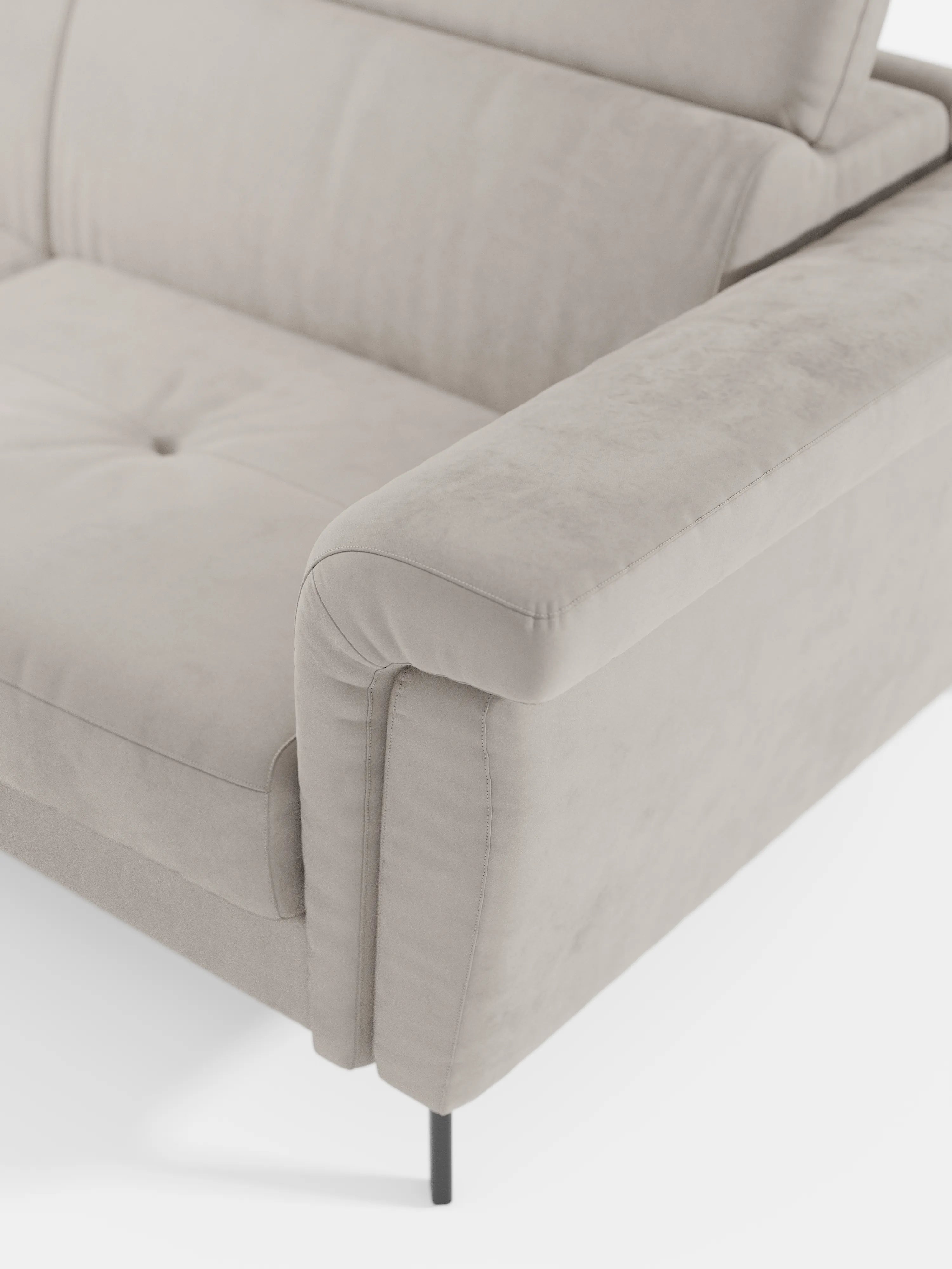 Capri canapé d'angle convertible avec Têtières Réglables et Matelas haute performance en Tissu Effet Velours Détachable T30