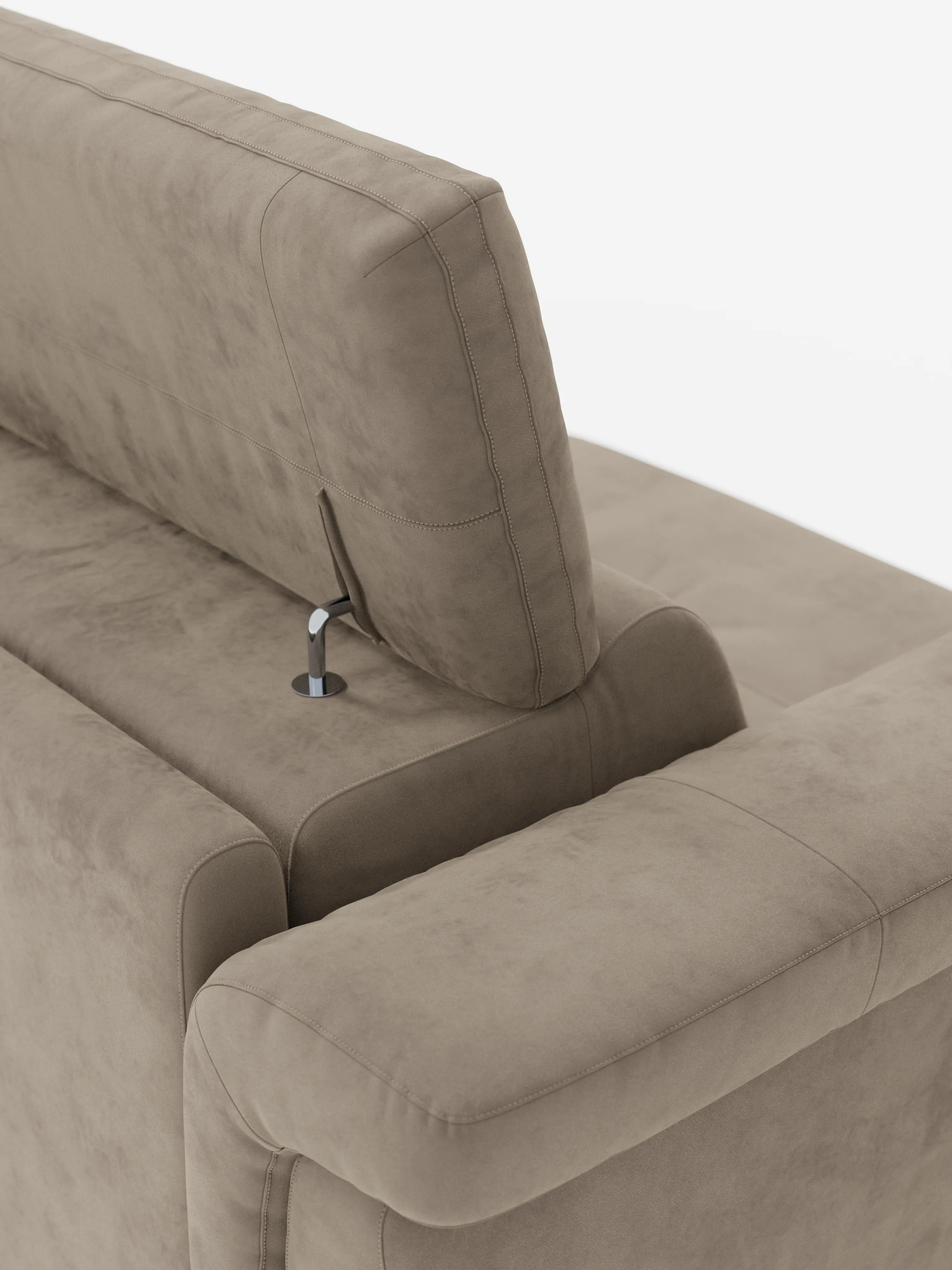 Capri canapé convertible design avec pieds hauts - têtières réglables en tissu raffiné effet velours détachable T30