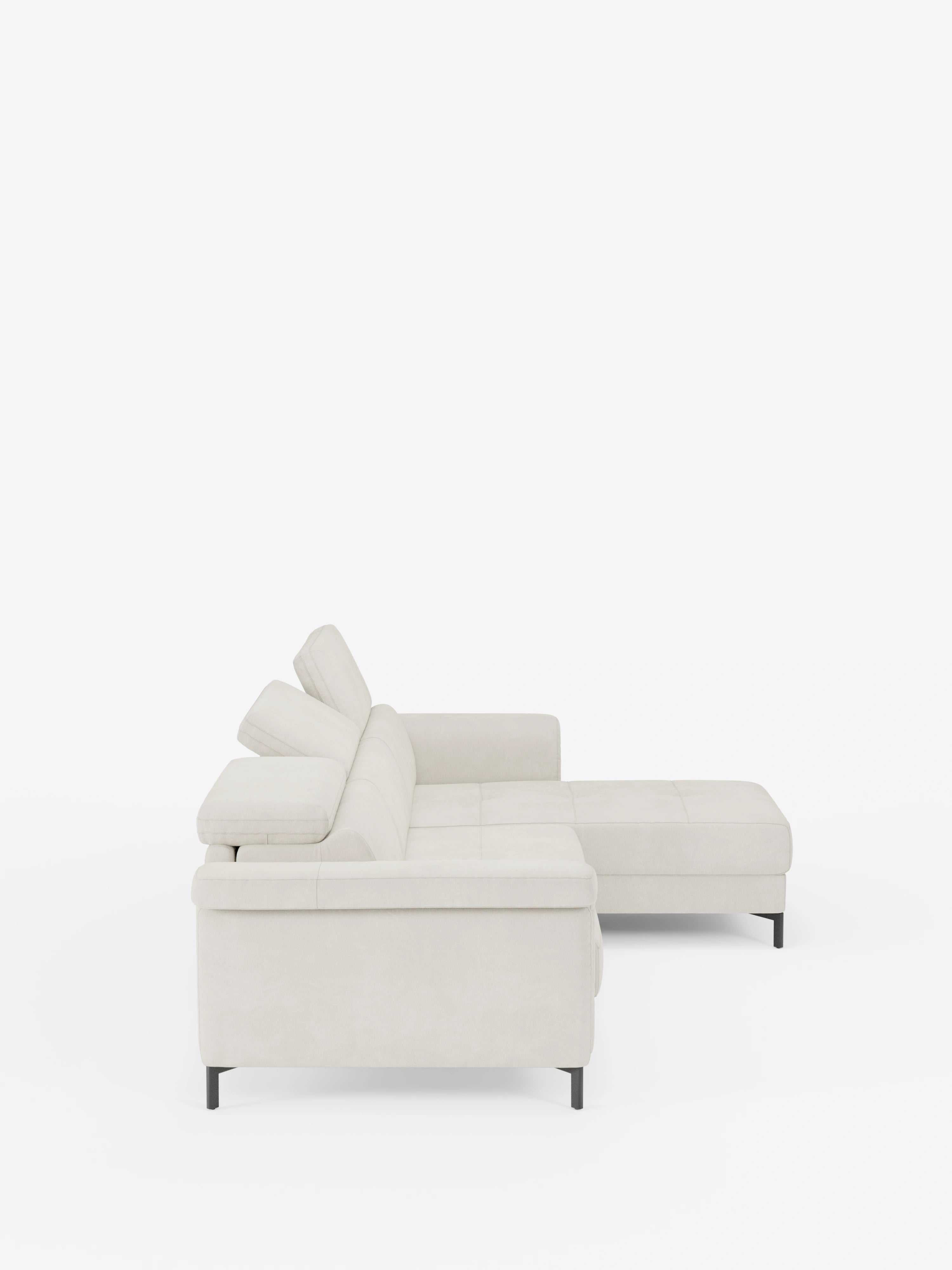 Capri canapé convertible avec méridienne coffre et têtières réglables - Tissu Effet Velours Détachable T30