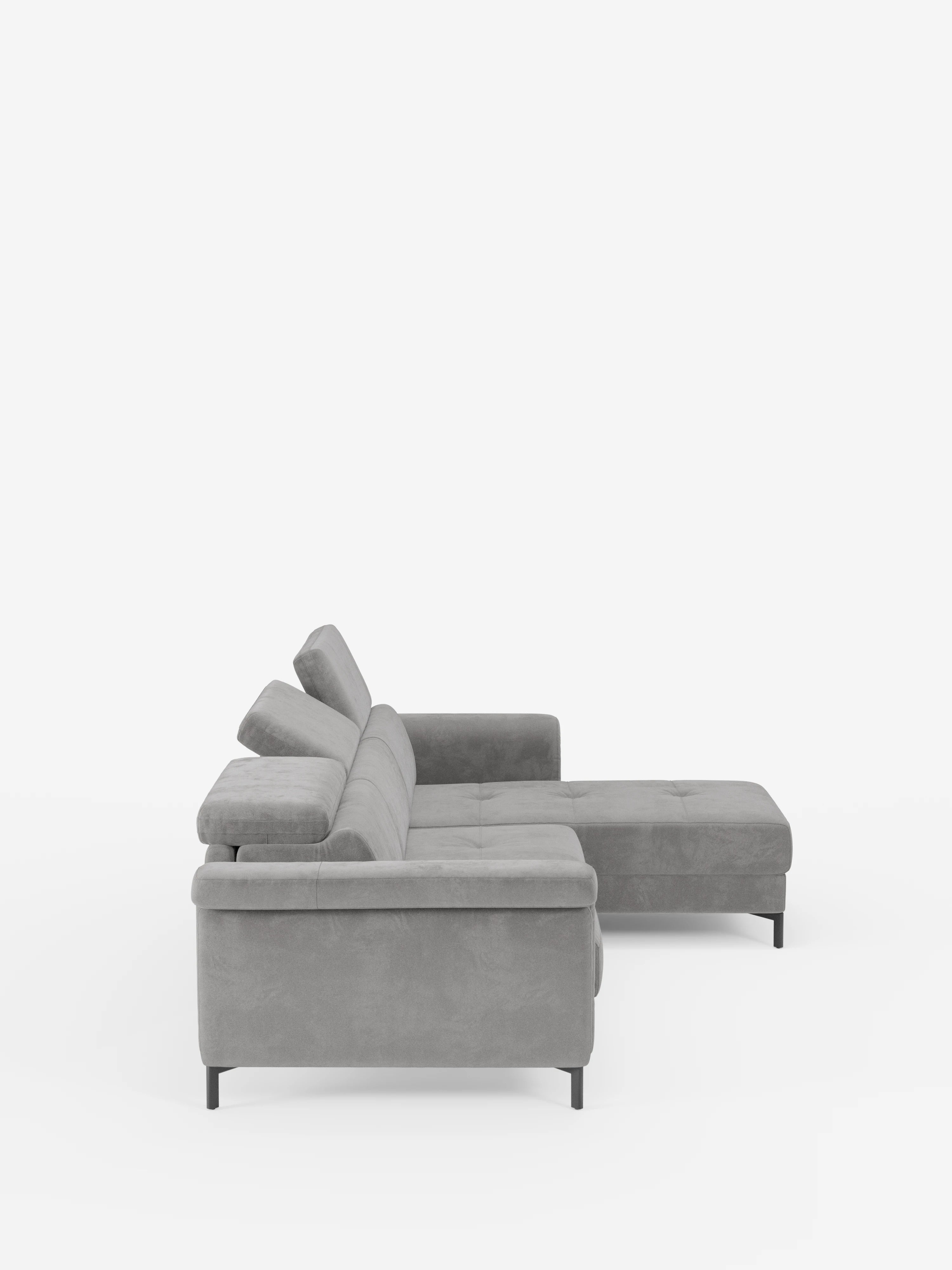 Capri canapé convertible avec méridienne coffre et têtières réglables - Tissu Effet Velours Détachable T30