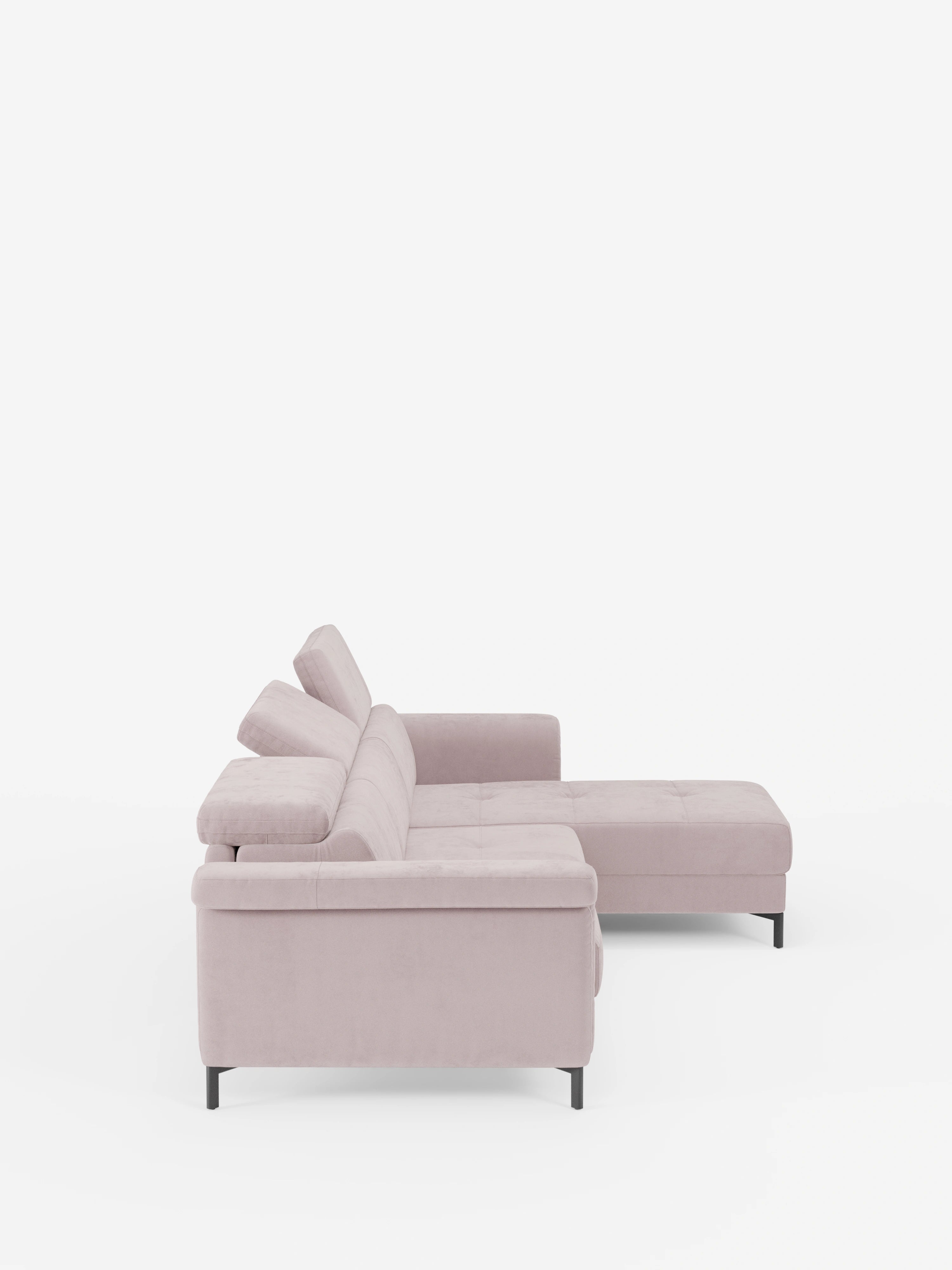 Capri canapé convertible avec méridienne coffre et têtières réglables - Tissu Effet Velours Détachable T30