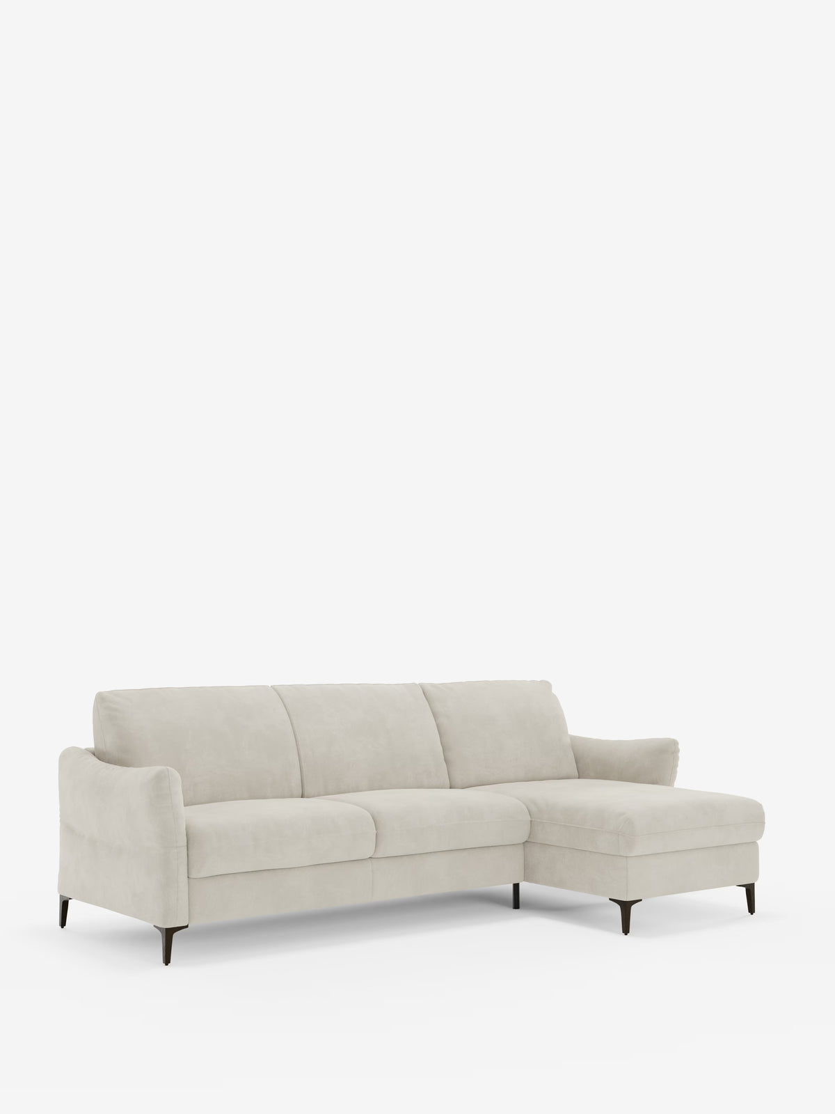 Dalia canapé-lit avec méridienne coffre de rangement et matelas de 18 cm de hauteur - pieds hauts et tissu anti-taches T30