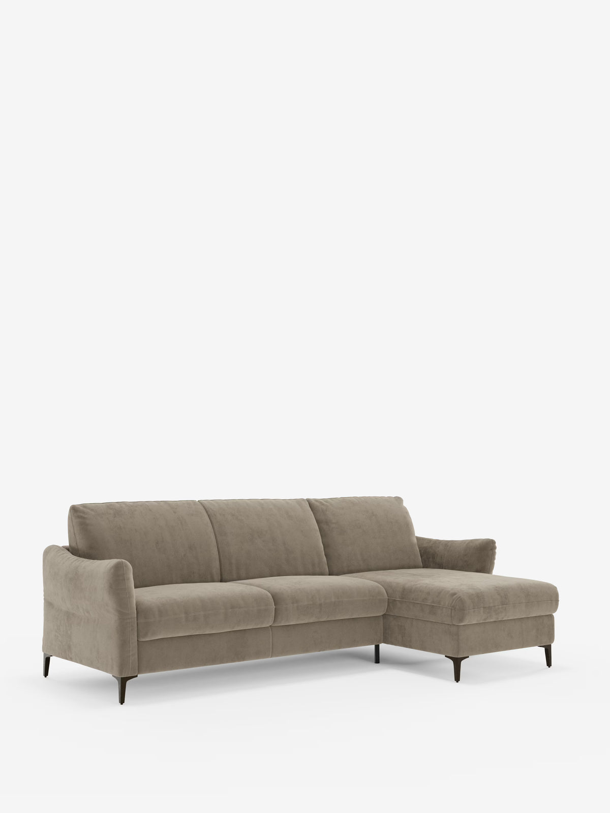 Dalia canapé-lit avec méridienne coffre de rangement et matelas de 18 cm de hauteur - pieds hauts et tissu anti-taches T30