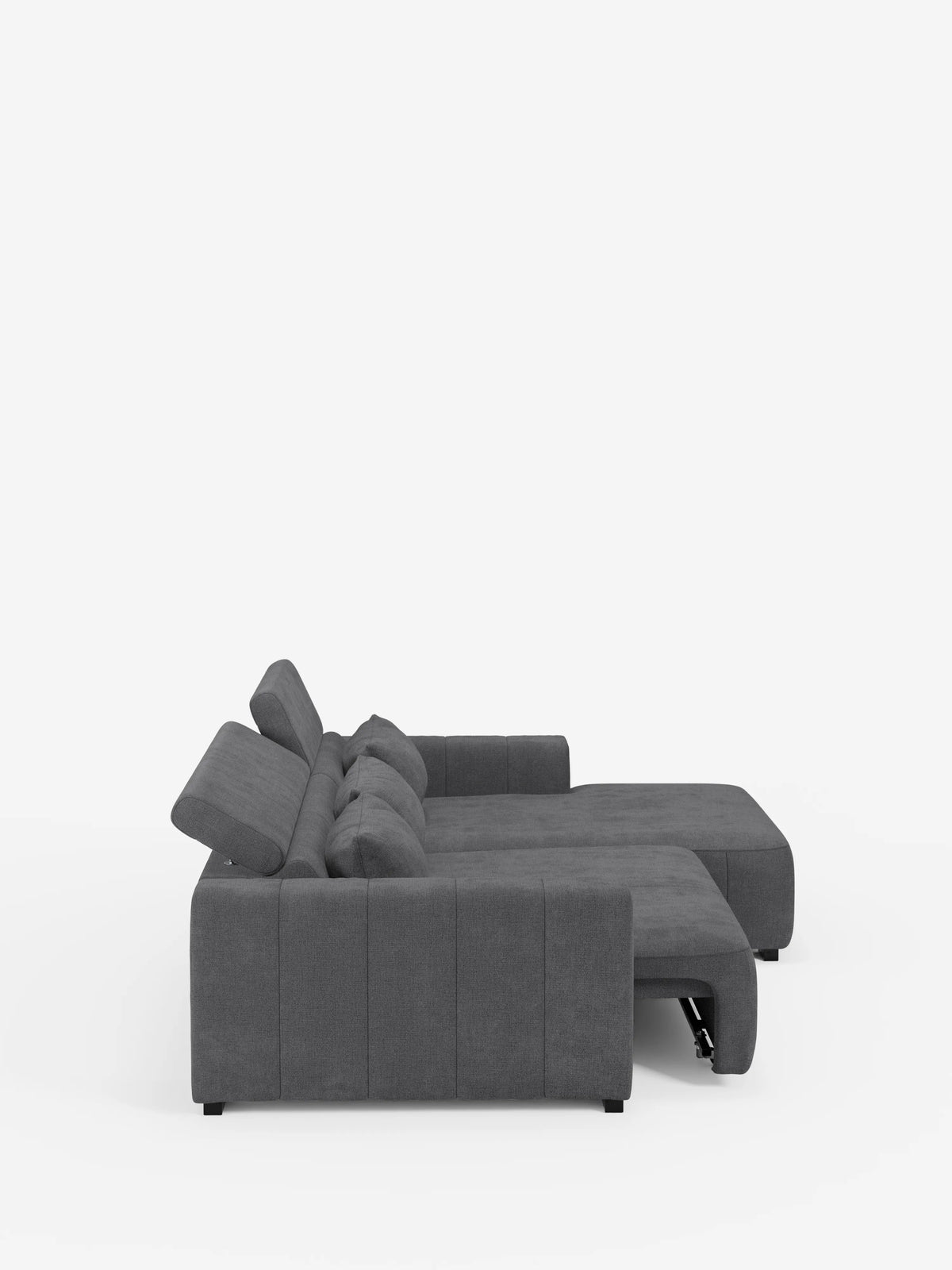 Doric Canapé d’angle avec méridienne et assises extensibles avec relax électrique - appuie-têtes inclinables en tissu anti-taches T23