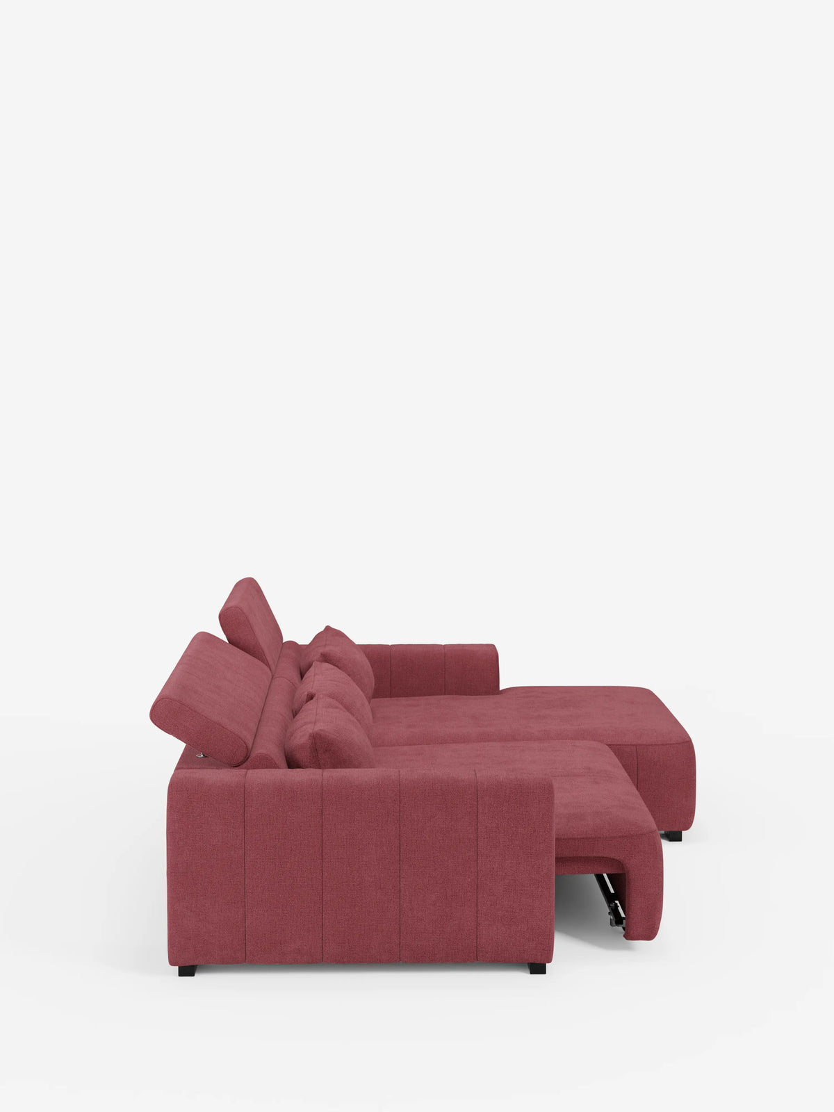Doric Canapé d’angle avec méridienne et assises extensibles avec relax électrique - appuie-têtes inclinables en tissu anti-taches T23