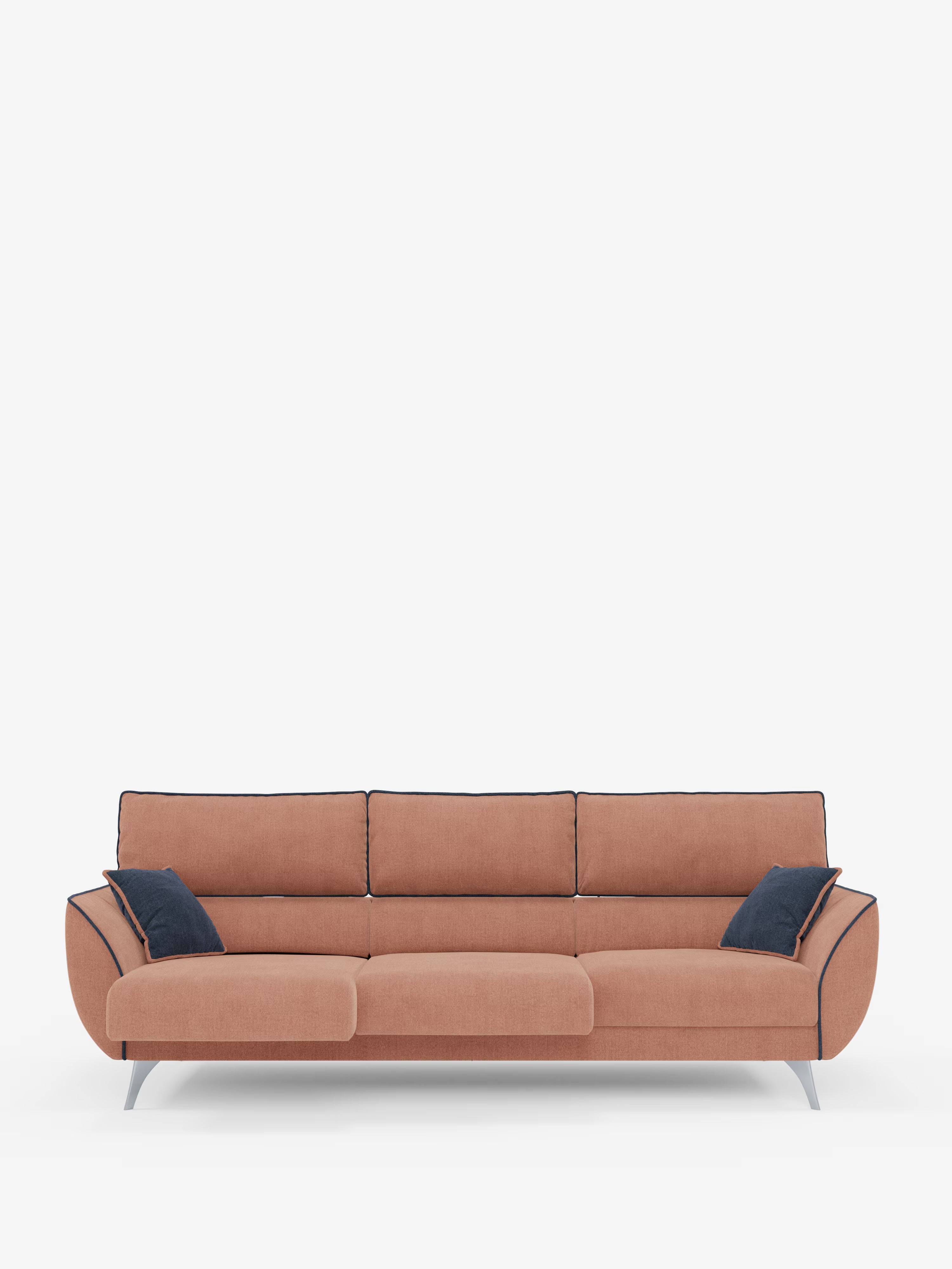 Michelangelo 4 places bicolore - Canapé avec 3 assises coulissantes et têtières réglables en tissu détachable T23