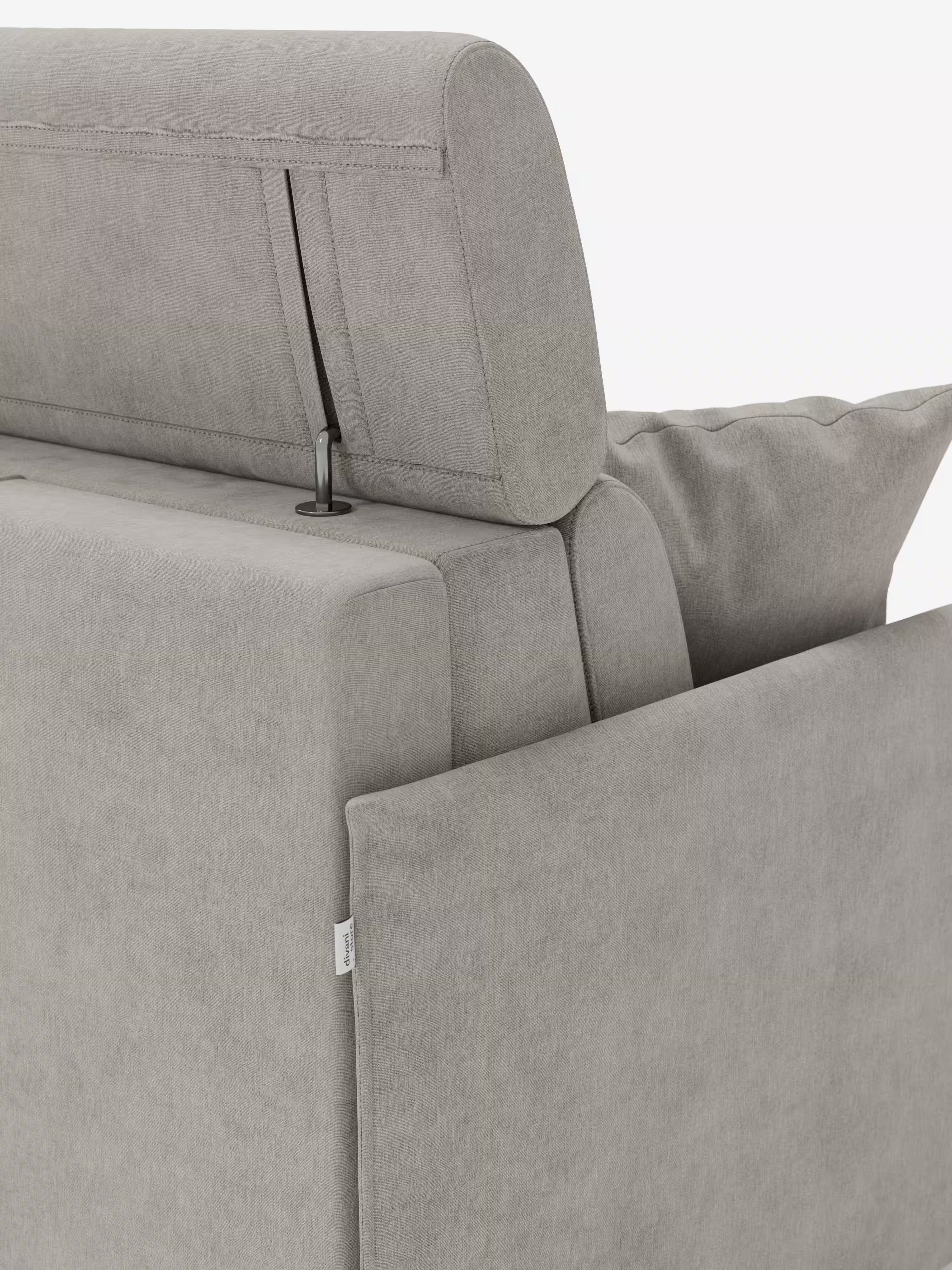 Miryam canapé convertible d'angle compact - têtières inclinables et méridienne coffre en tissu détachable T31