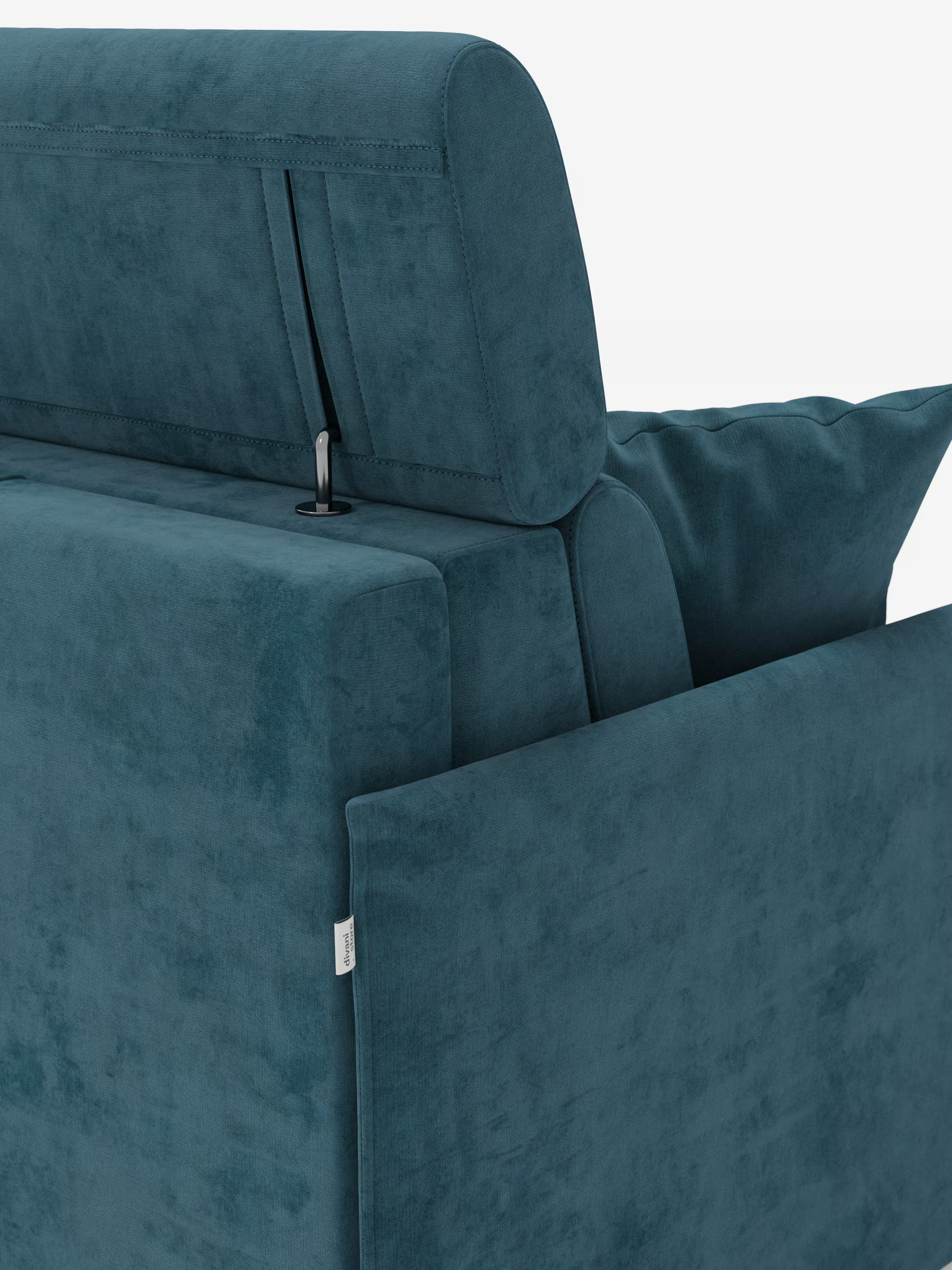 Miryam canapé convertible d'angle compact - têtières inclinables et méridienne coffre en tissu détachable T31