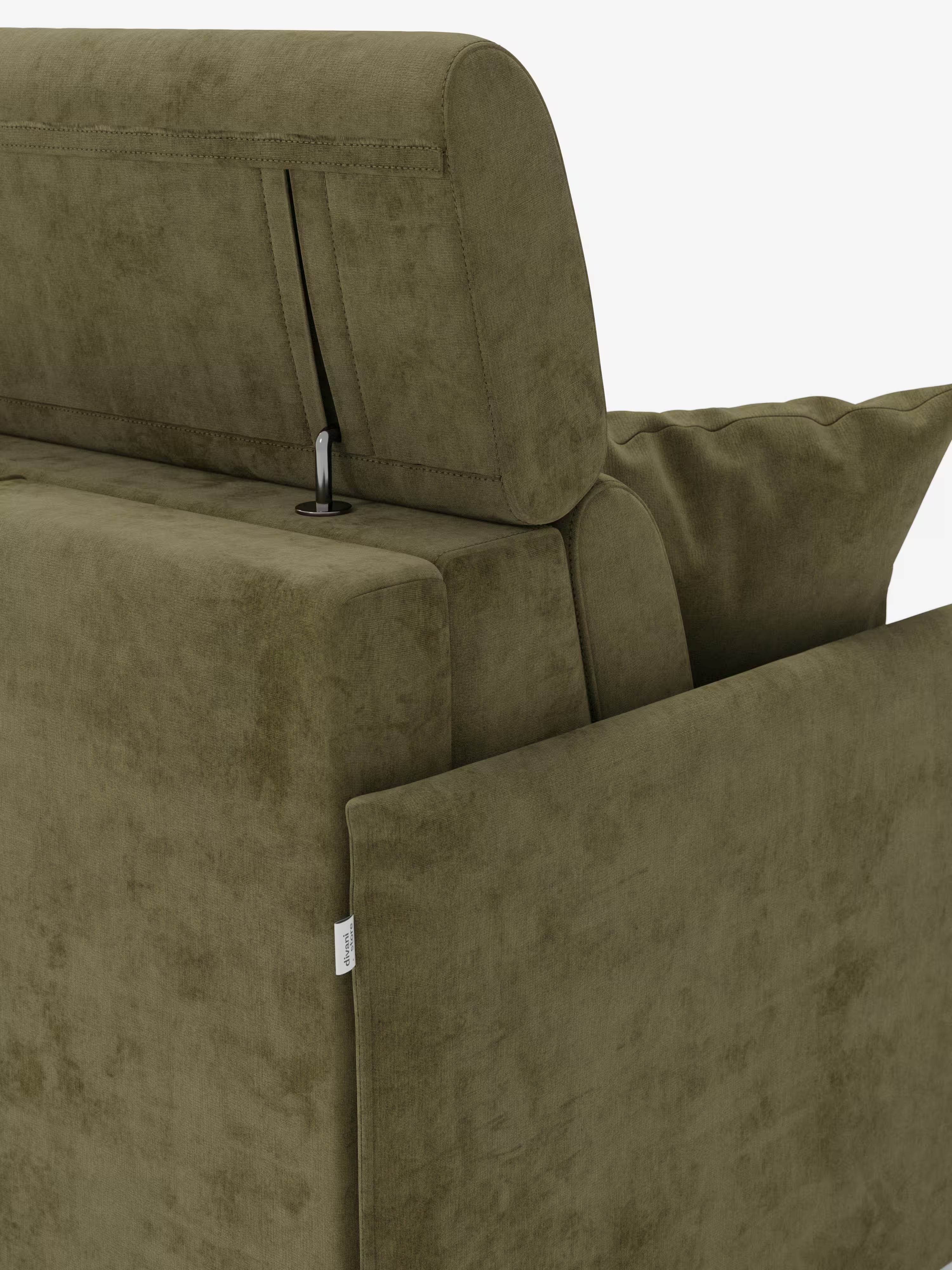 Miryam canapé convertible d'angle compact - têtières inclinables et méridienne coffre en tissu détachable T31