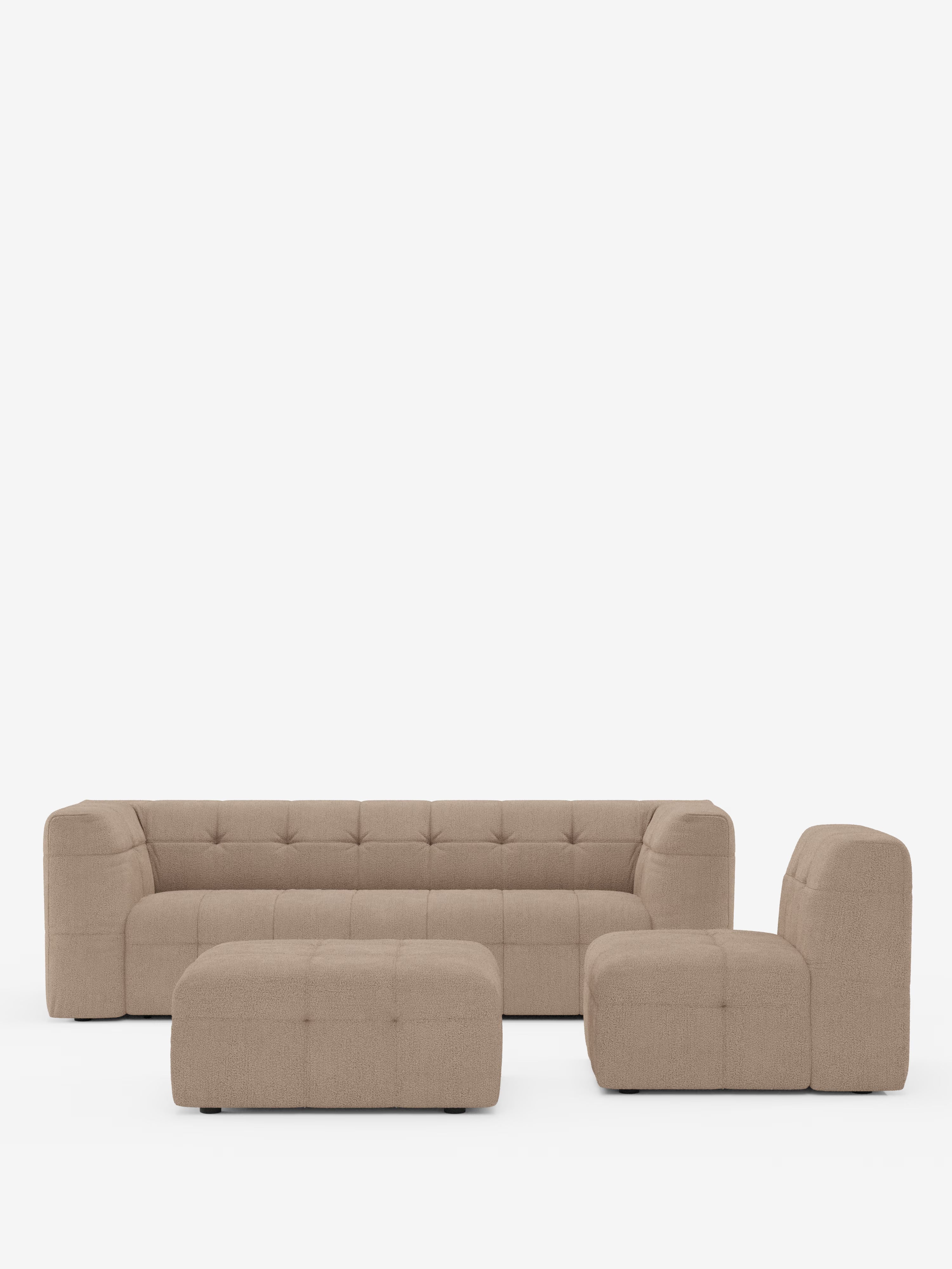 Mosaic canapé d'angle modulable en bouclé : capitonné et design en tissu détachable T21