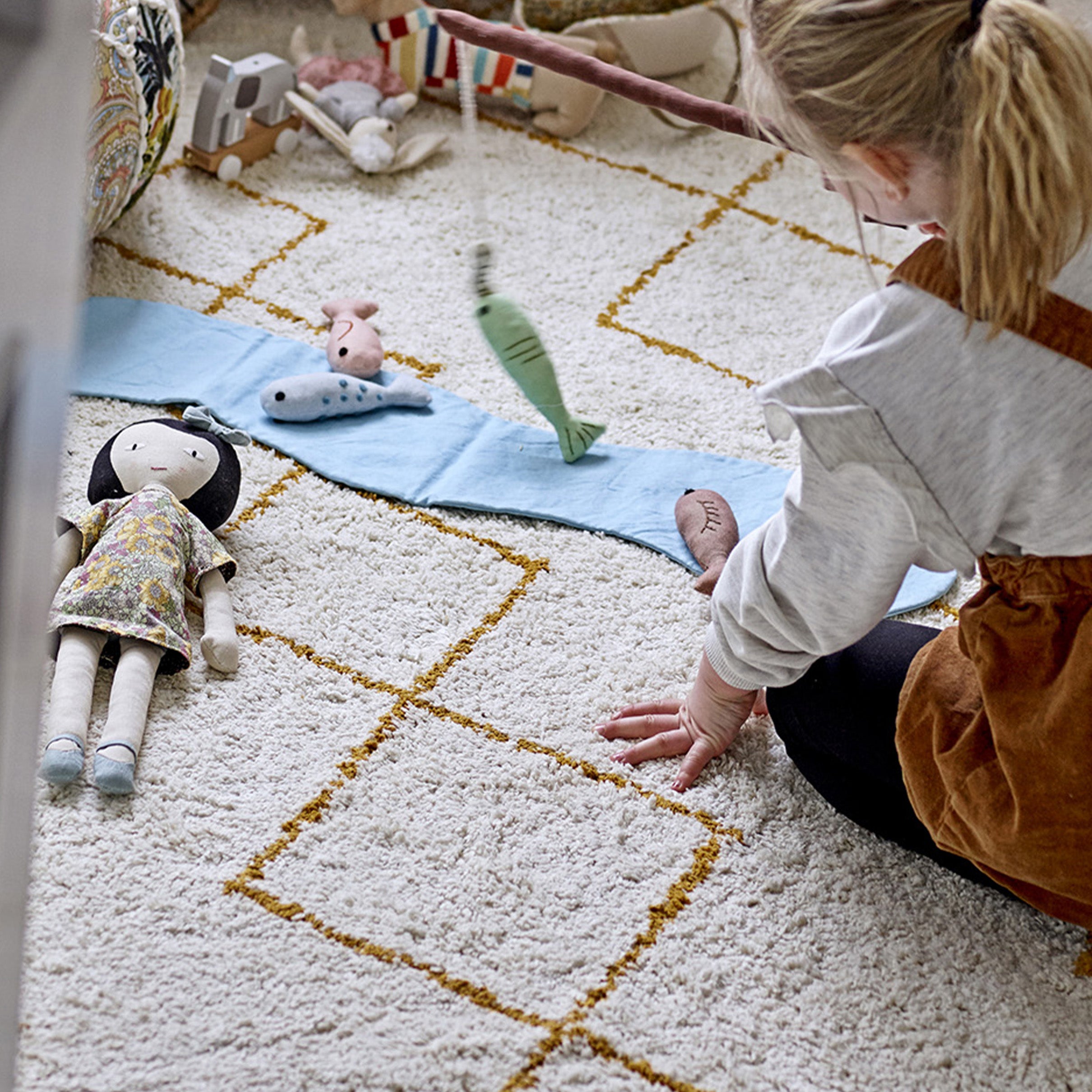 Huso tappeto a fantasia geometrica in cotone 200x140 cm - divani.store