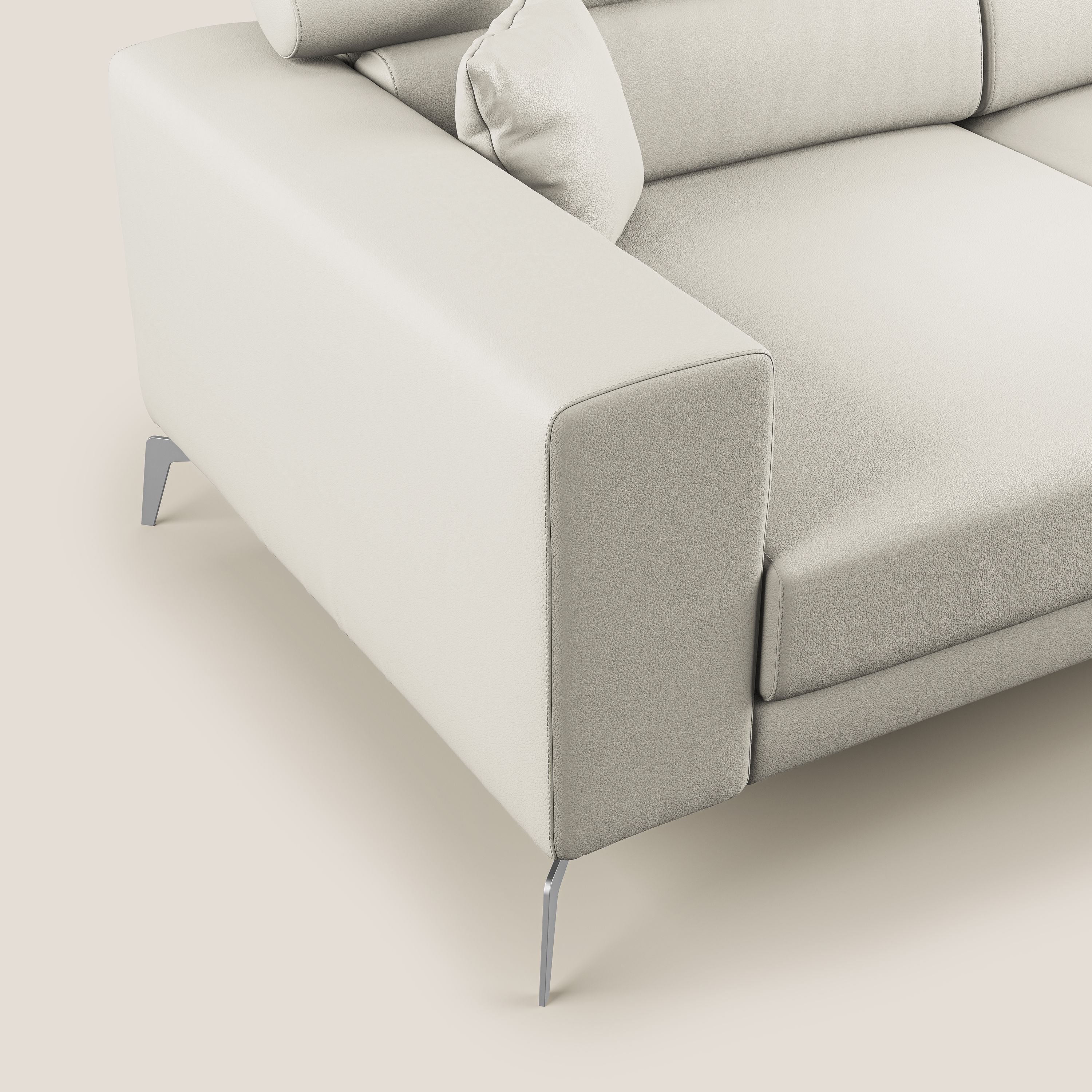 Blade Divano moderno con poggiatesta reclinabili in Ecopelle T04 bianco - divani.store