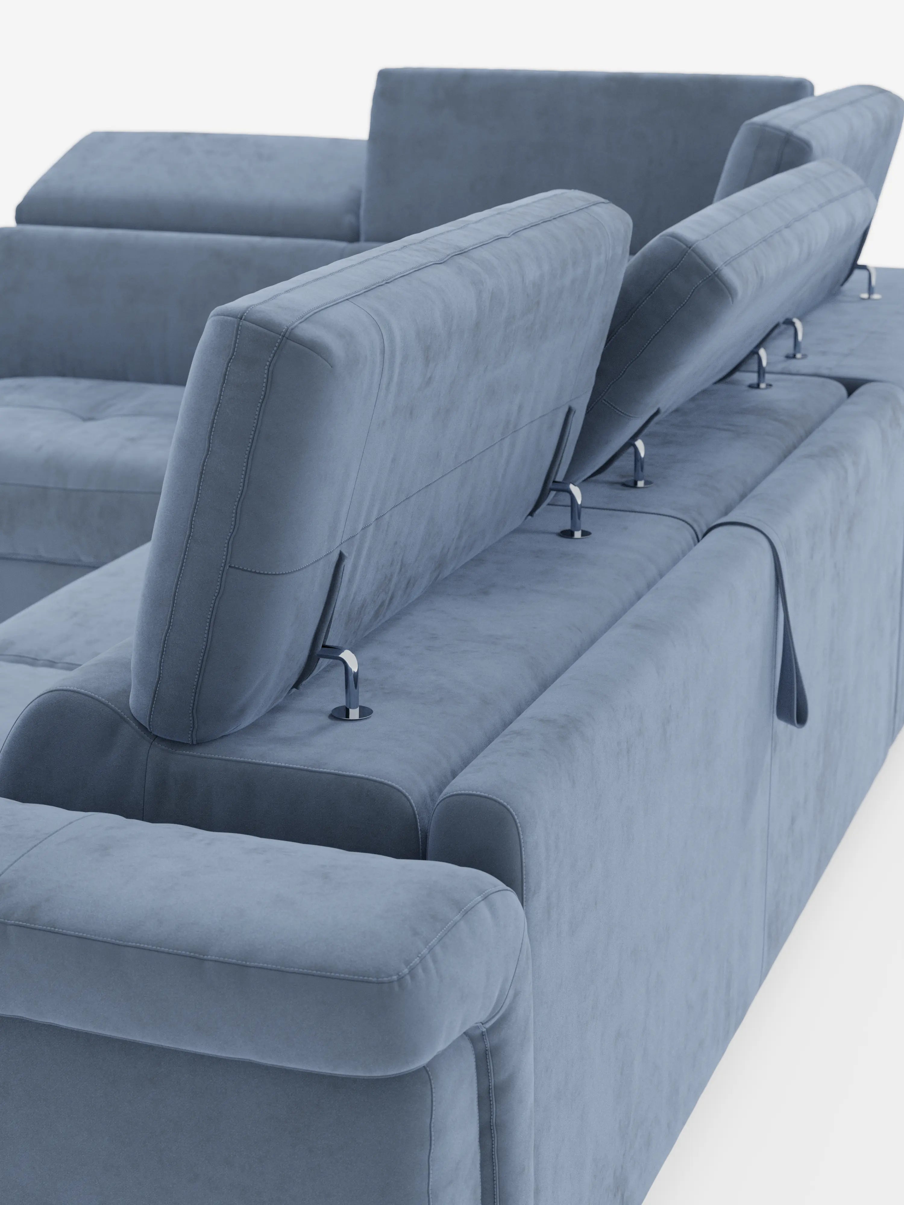 Capri canapé d'angle convertible avec Têtières Réglables et Matelas haute performance en Tissu Effet Velours Détachable T30