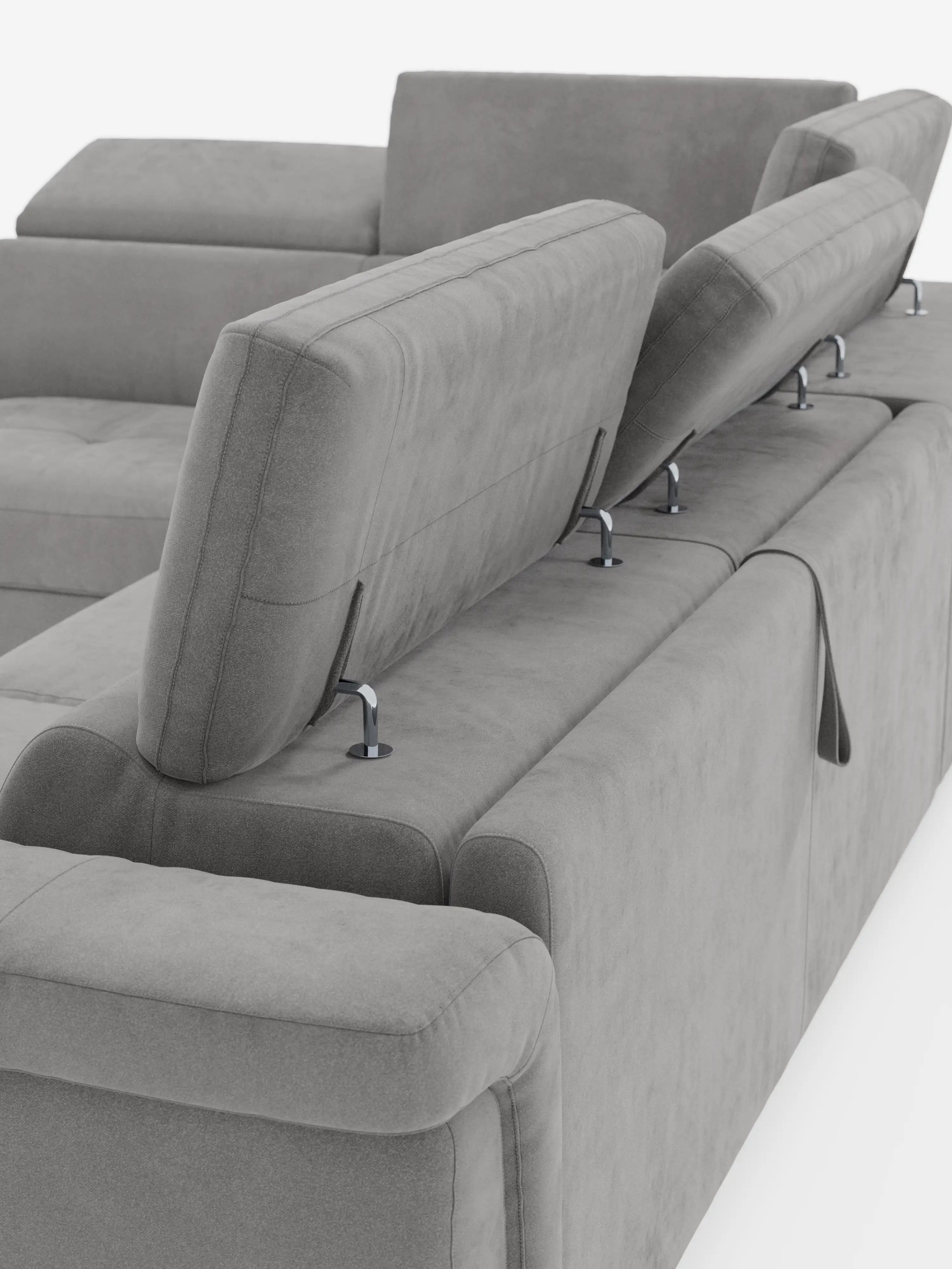 Capri canapé d'angle convertible avec Têtières Réglables et Matelas haute performance en Tissu Effet Velours Détachable T30