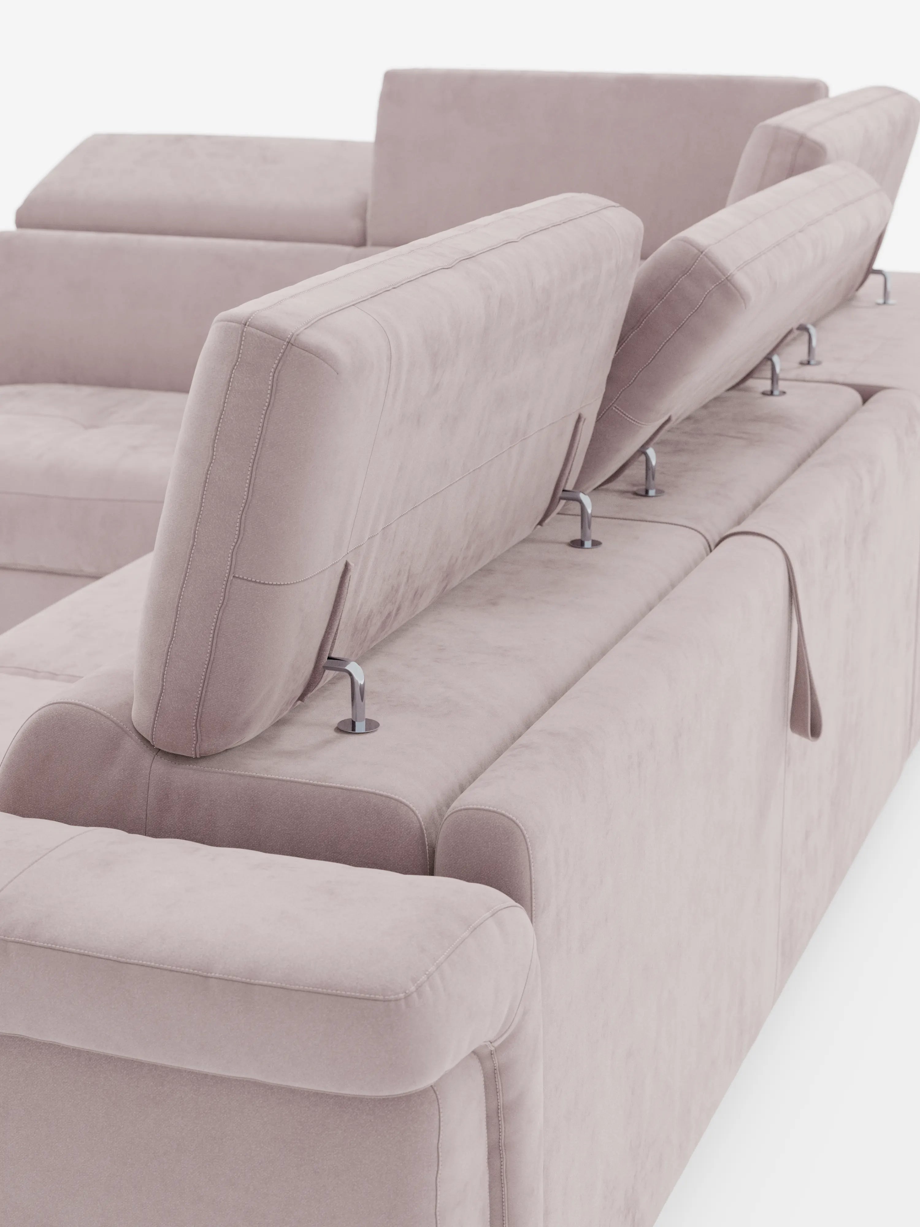 Capri canapé d'angle convertible avec Têtières Réglables et Matelas haute performance en Tissu Effet Velours Détachable T30