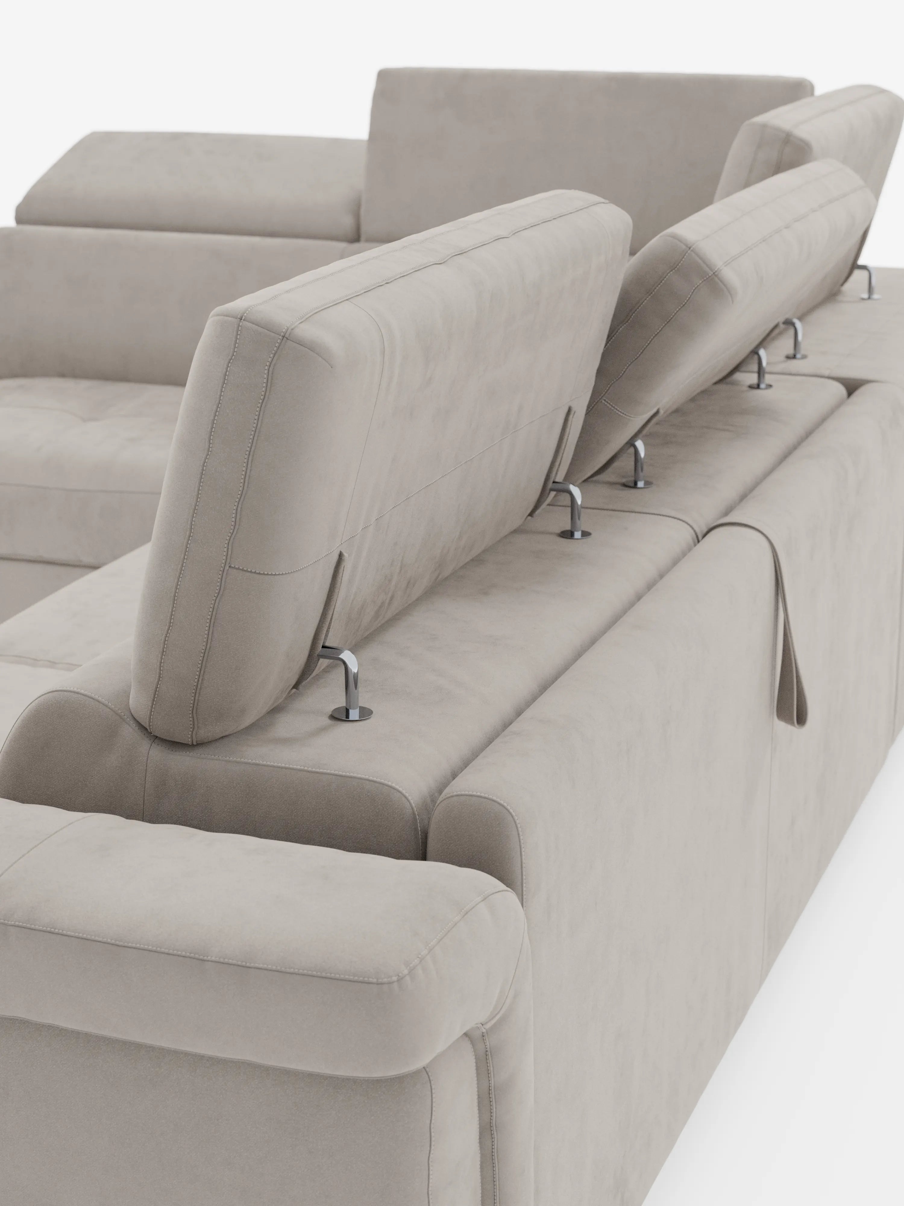 Capri canapé d'angle convertible avec Têtières Réglables et Matelas haute performance en Tissu Effet Velours Détachable T30