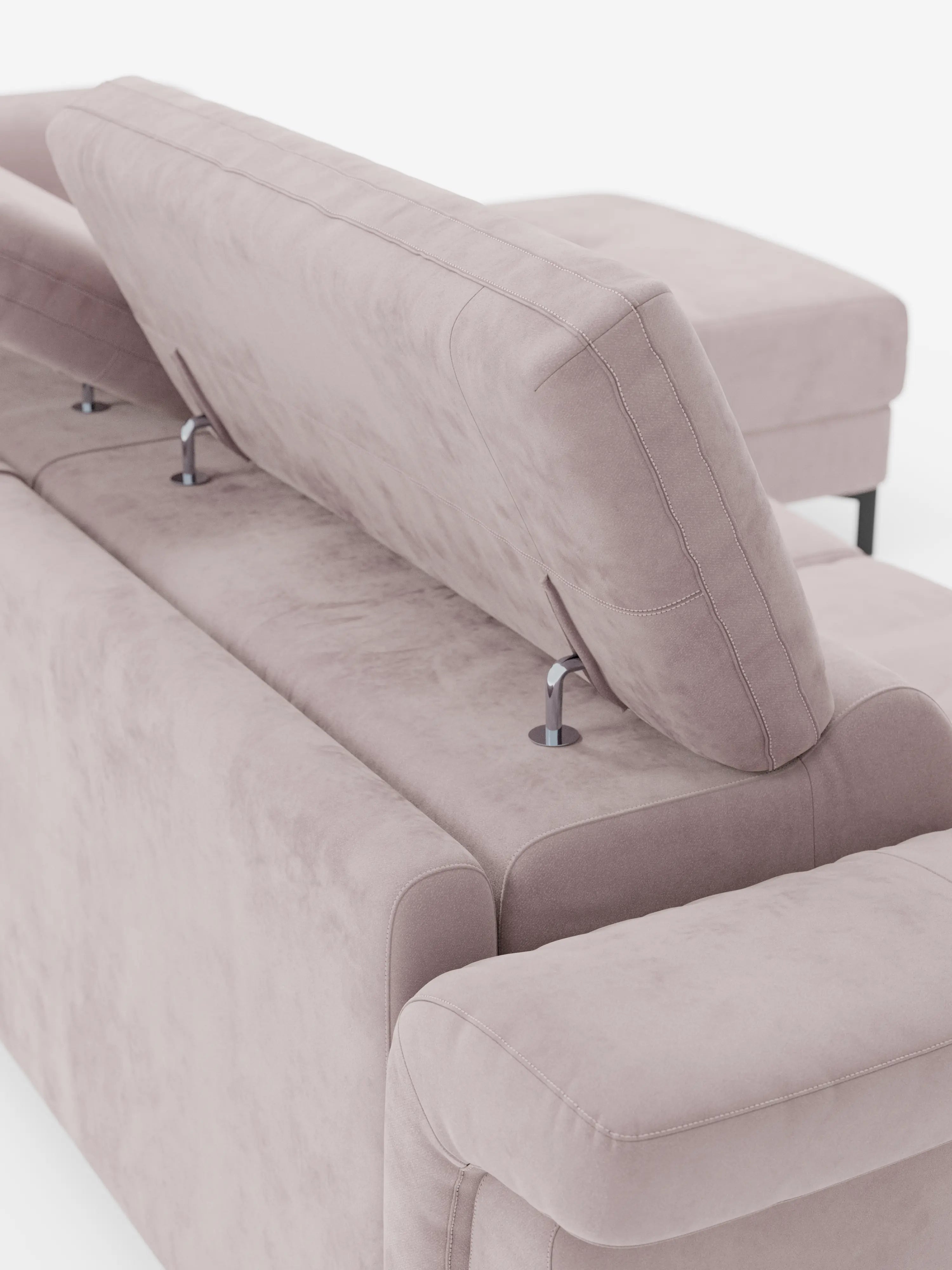 Capri canapé convertible avec méridienne coffre et têtières réglables - Tissu Effet Velours Détachable T30