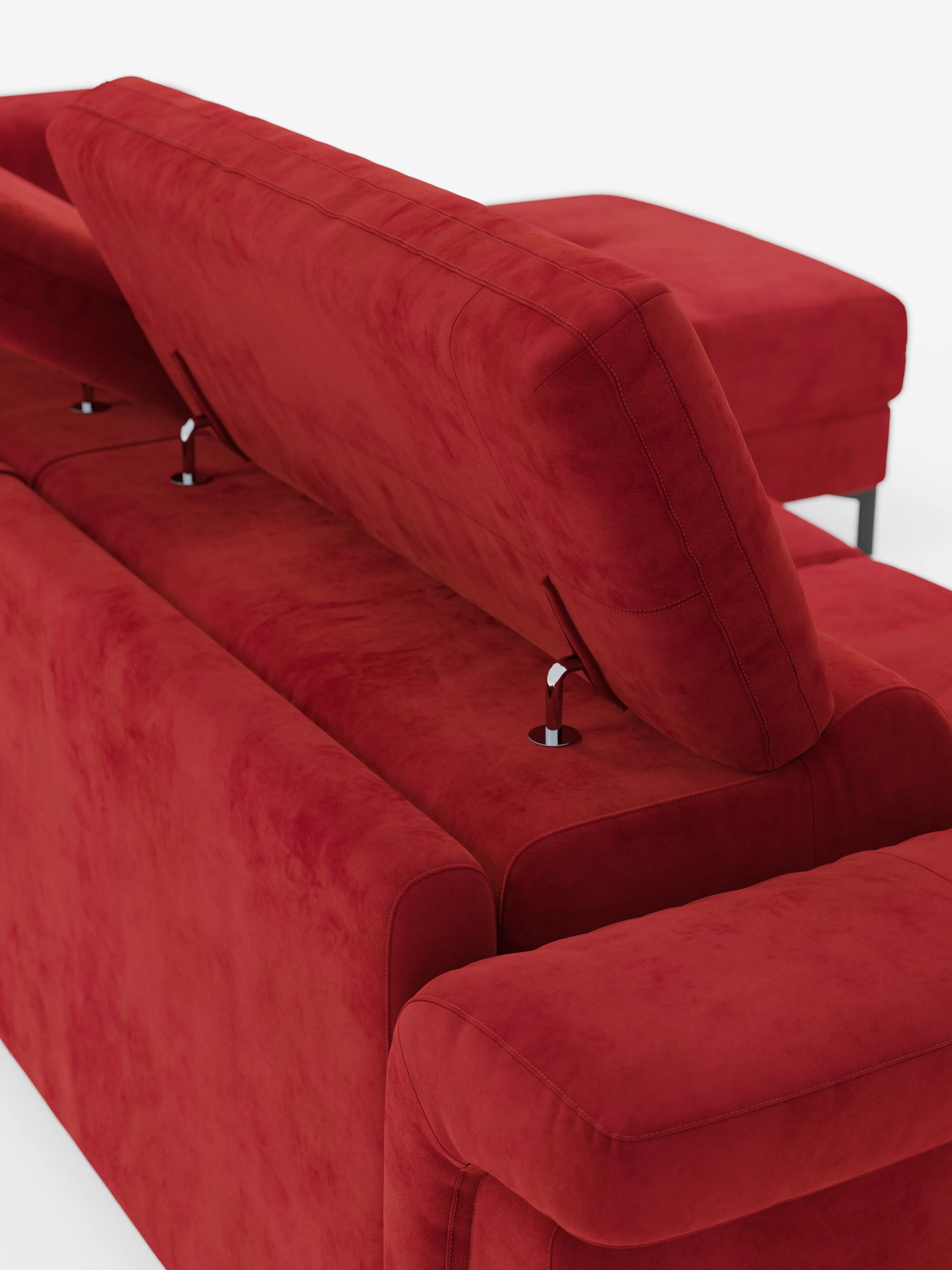 Capri canapé convertible avec méridienne coffre et têtières réglables - Tissu Effet Velours Détachable T30