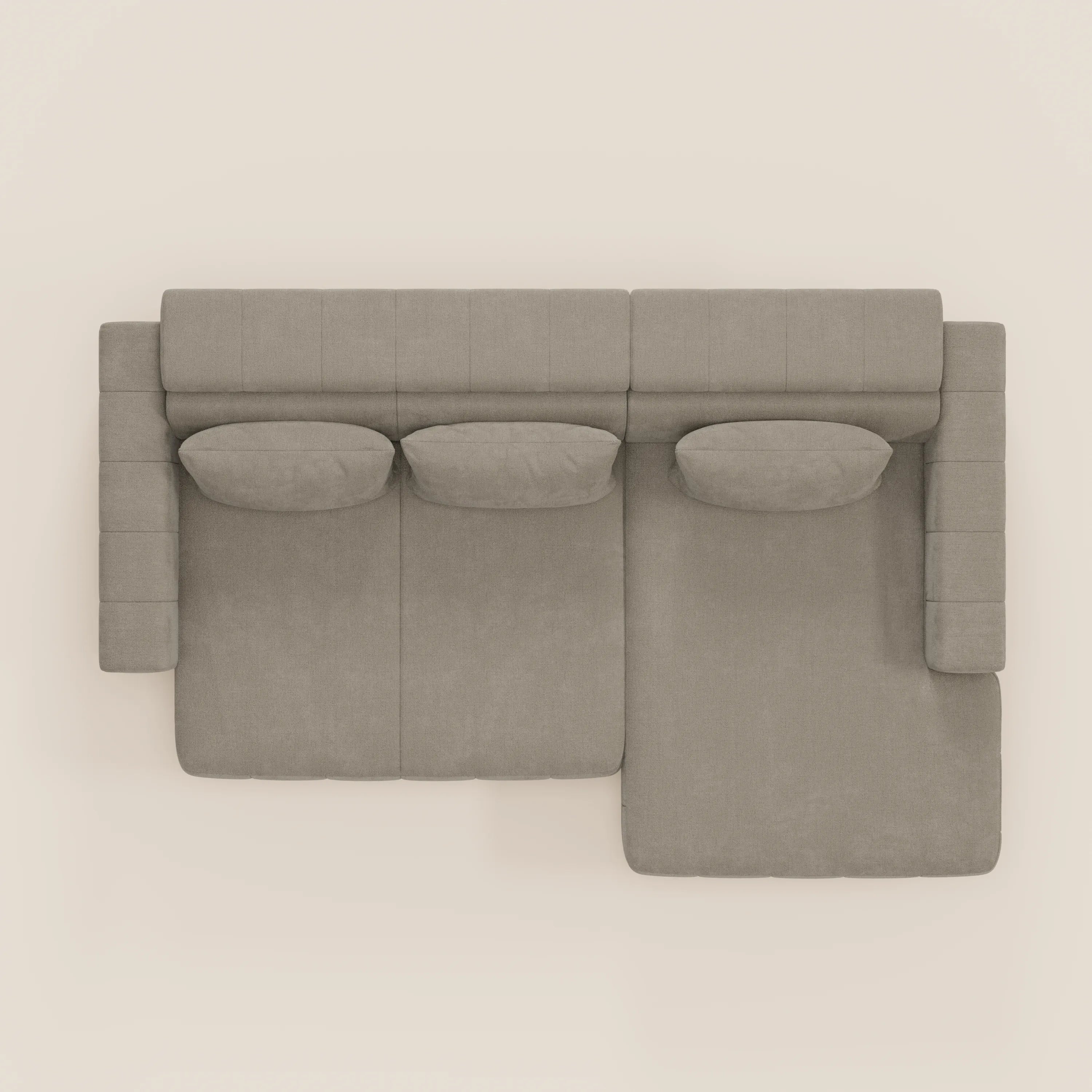Doric Divano angolare con penisola e sedute allungabili con relax elettrico - poggiatesta reclinabili in tessuto smacchiabile T23