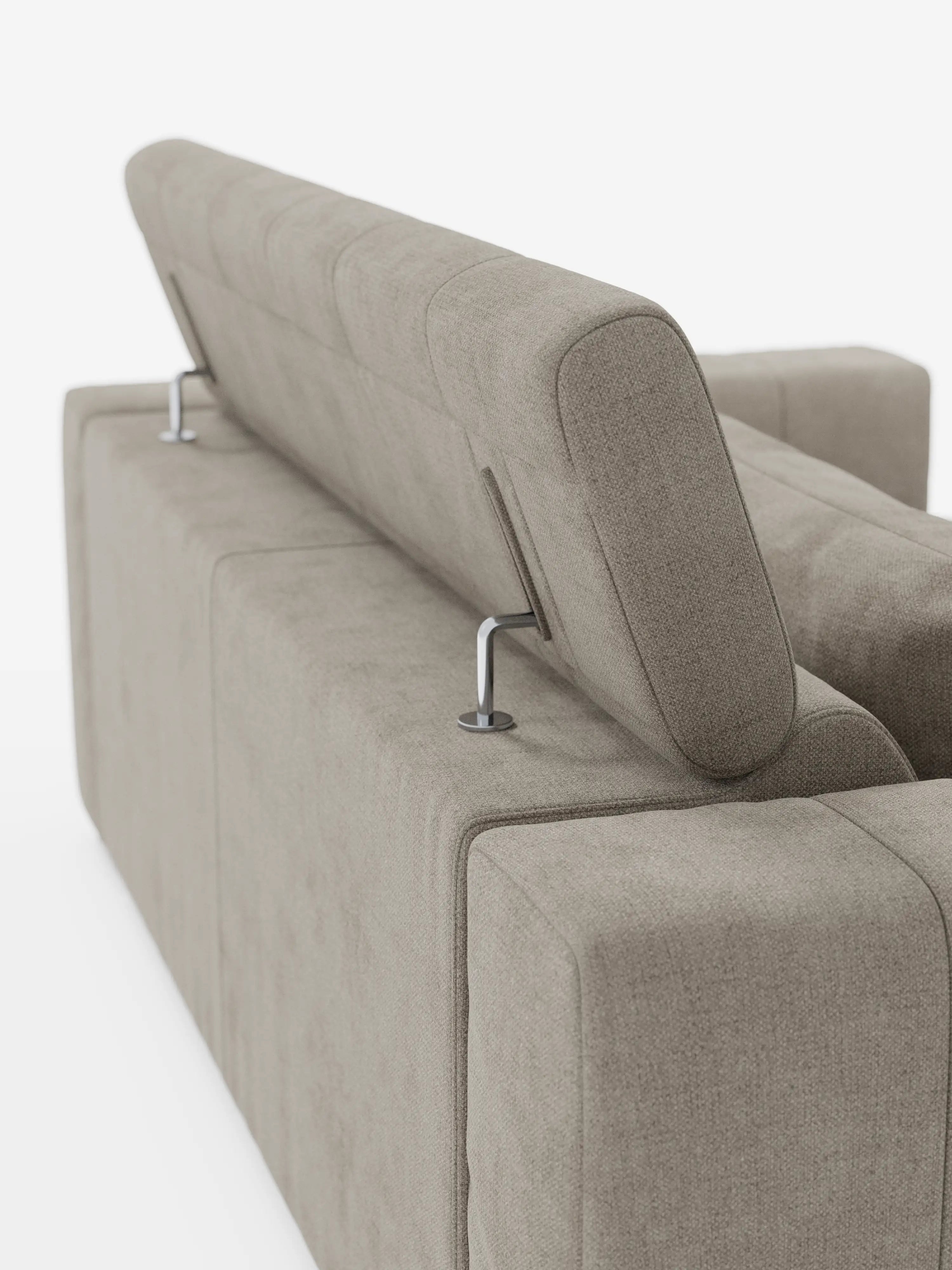 Doric canapé 3 places avec assises extensibles via relax électrique - appuie-tête inclinable en tissu anti-taches T23