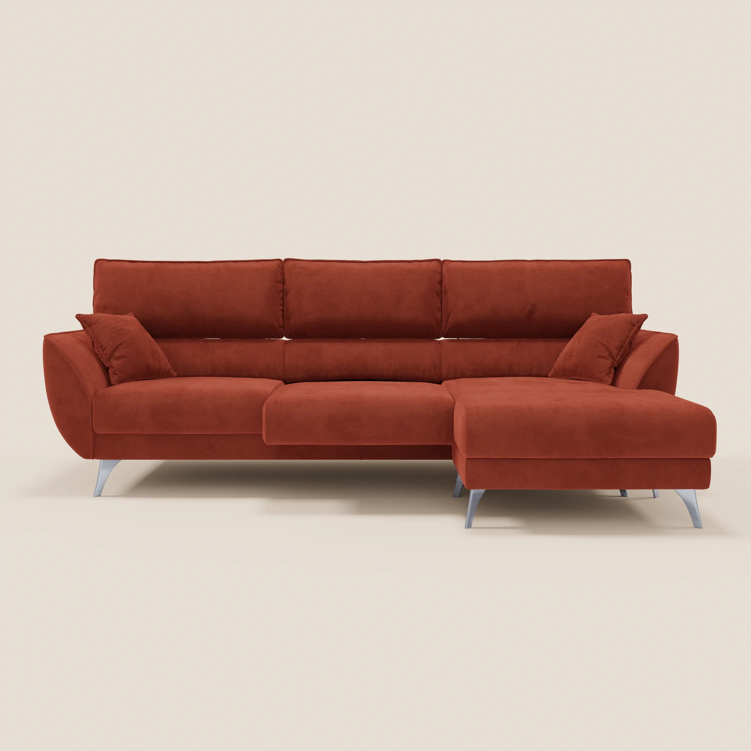 Michelangelo Divano Angolare con Penisola e Sedute Estensibili - Poggiatesta reclinabili in raffinato tessuto smacchiabile effetto vellutino T30 - divani.store