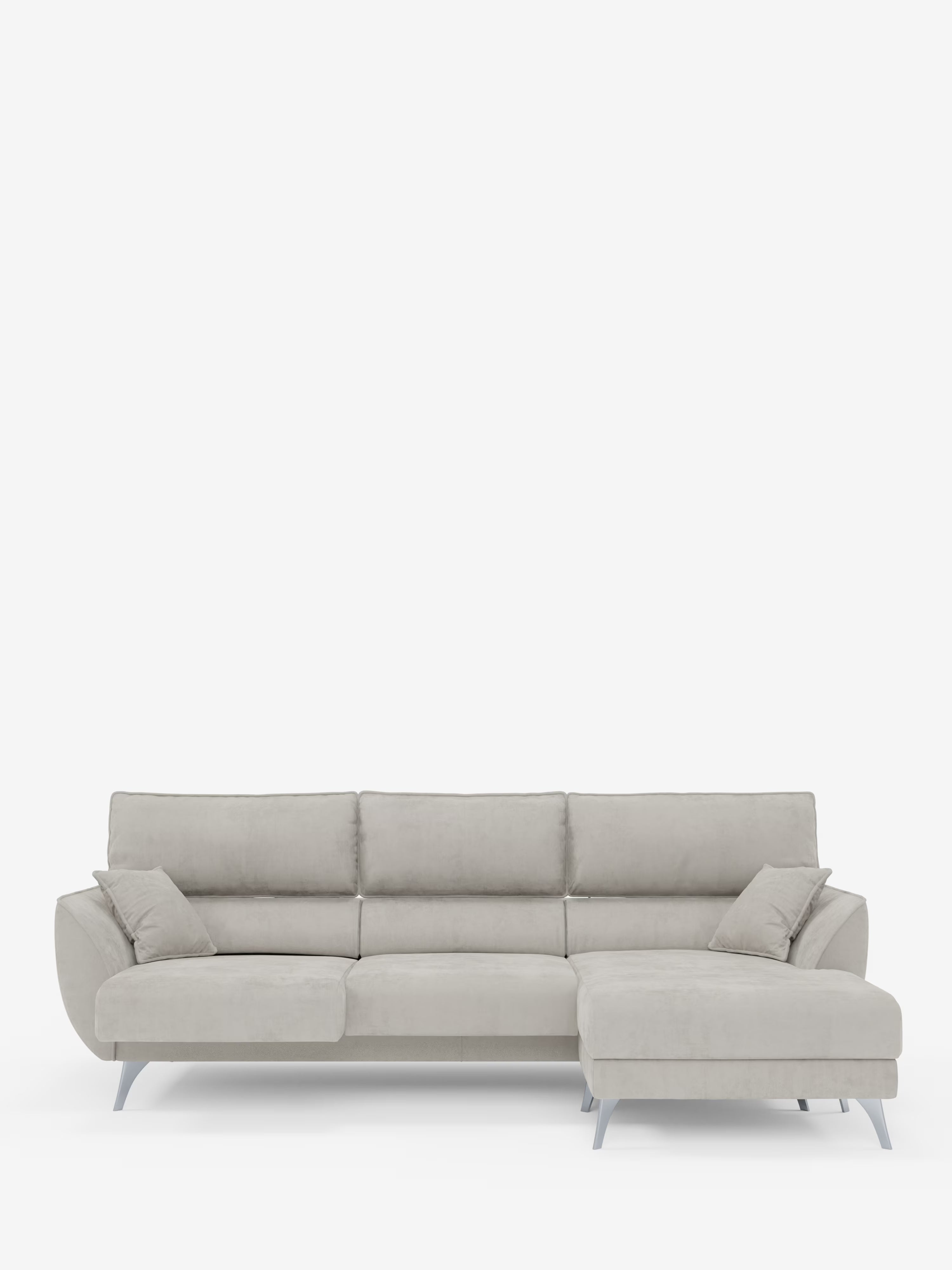 Michelangelo Canapé d'angle avec chaise longue et assises coulissantes - têtières réglables en tissu raffiné détachable effet velouté T30