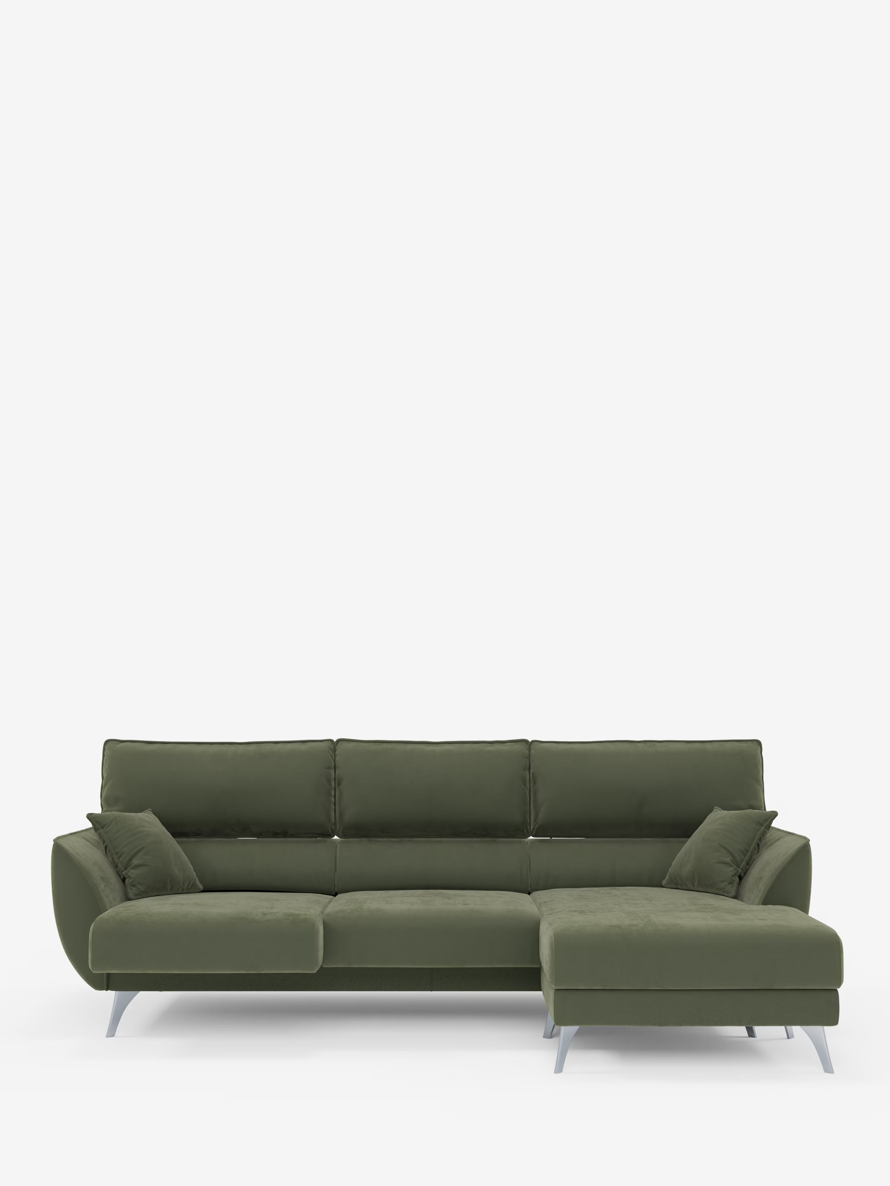 Michelangelo Canapé d'angle avec chaise longue et assises coulissantes - têtières réglables en tissu raffiné détachable effet velouté T30