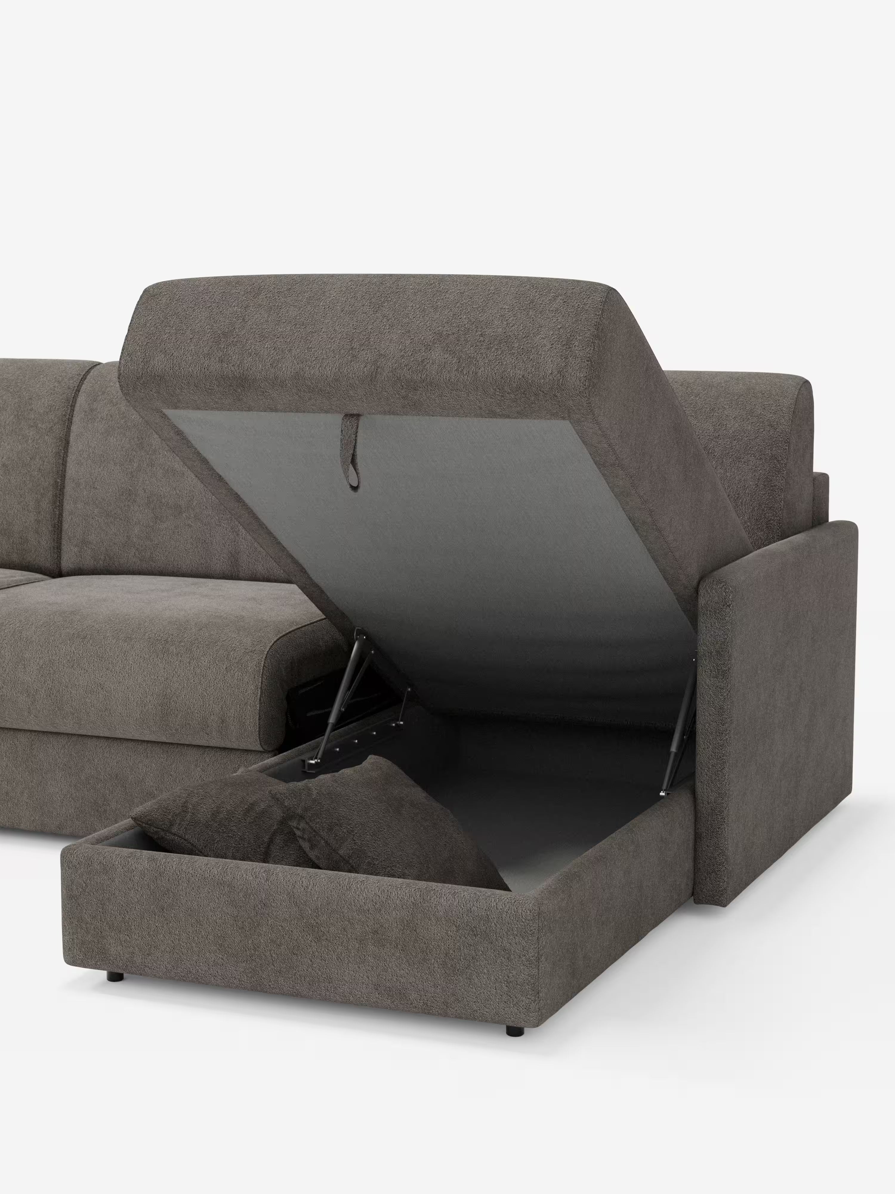 Tommy Divano Letto con penisola contenitore - design minimal e sfoderabile in tessuto smacchiabile simil cotone T33