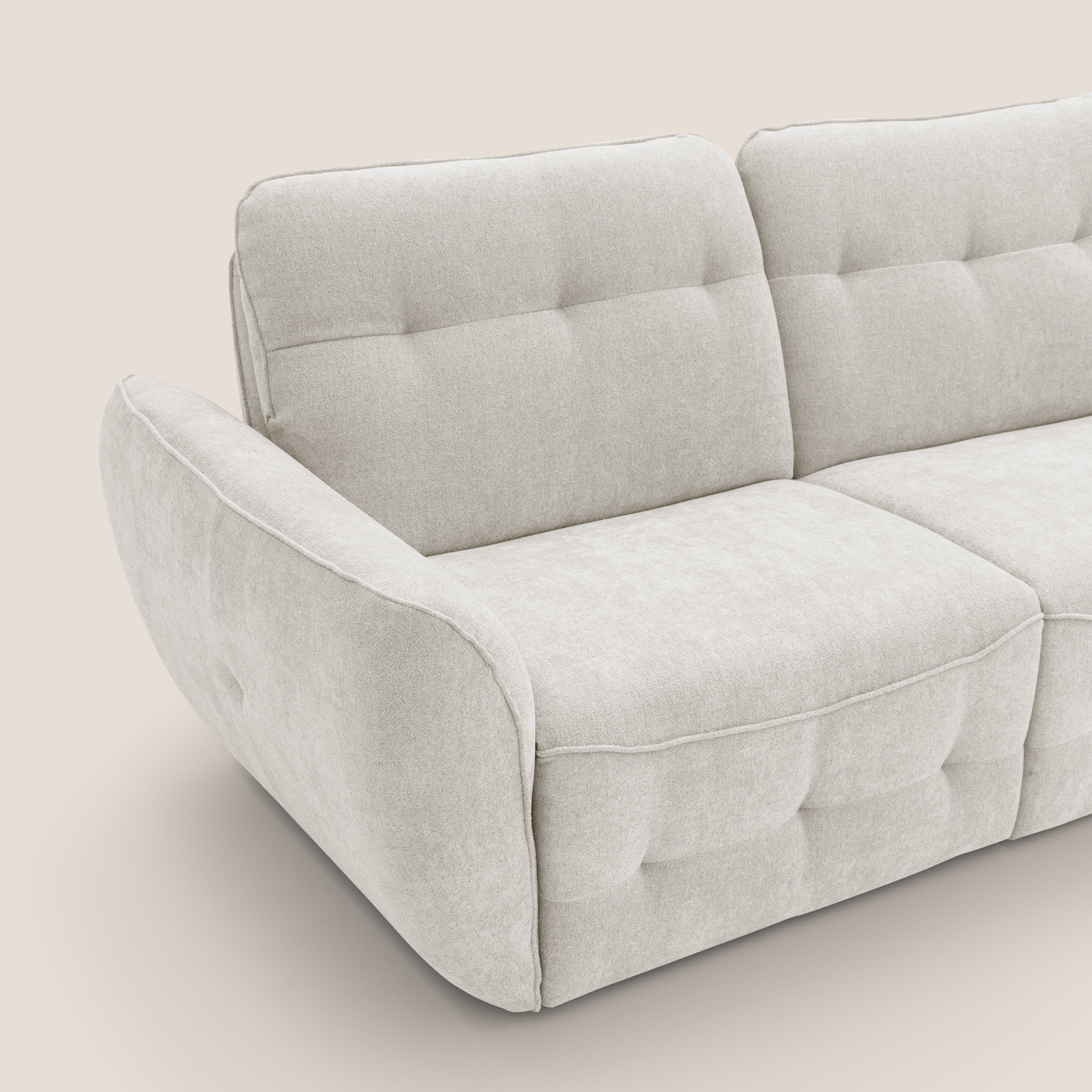 Cerbero divano 2 e 3 posti in morbido bouclé impermeabile T07 bianco - divani.store