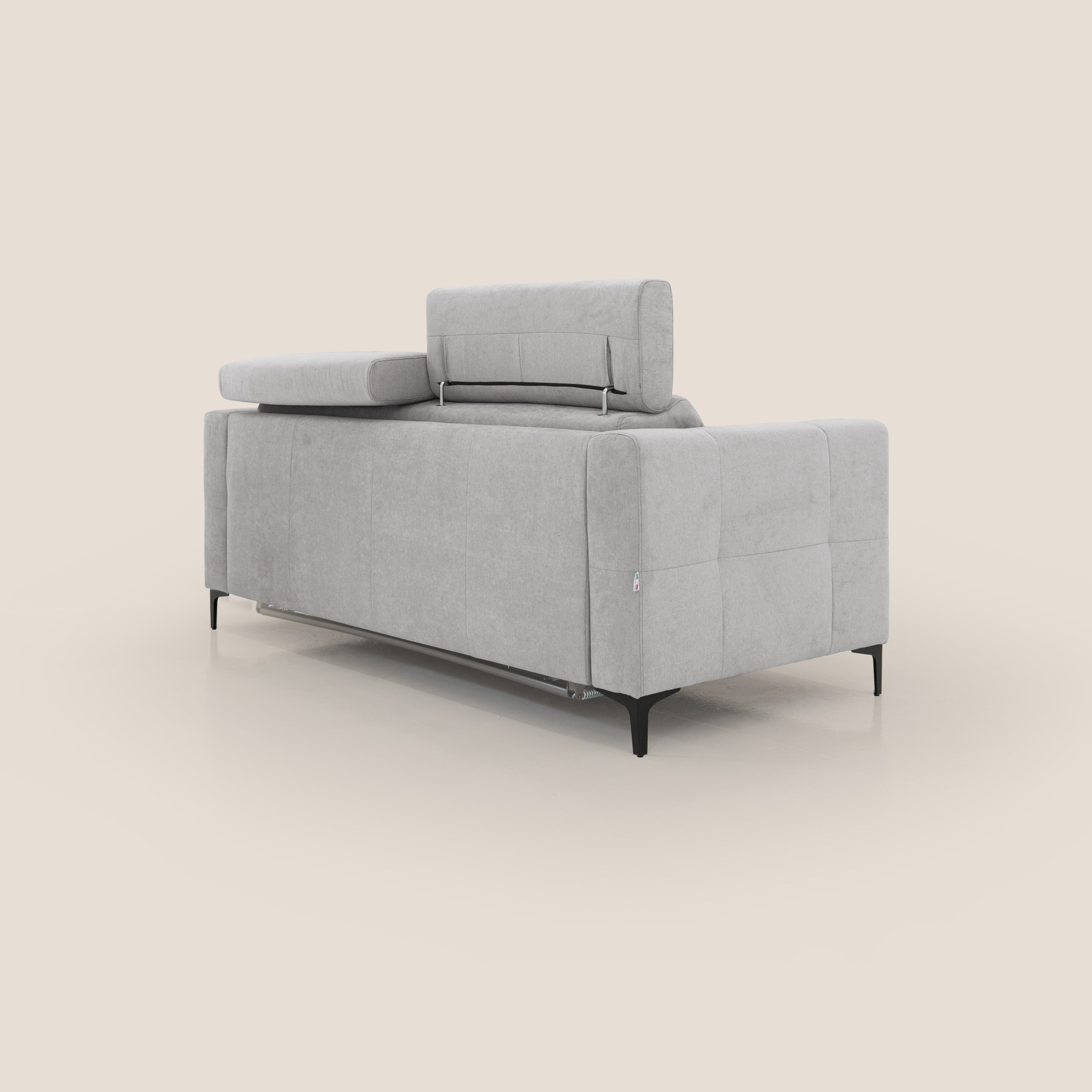 Gardenia divano letto materasso alto 18 cm con poggiatesta reclinabili e rivestimento impermeabile T02 grigio chiaro - divani.store