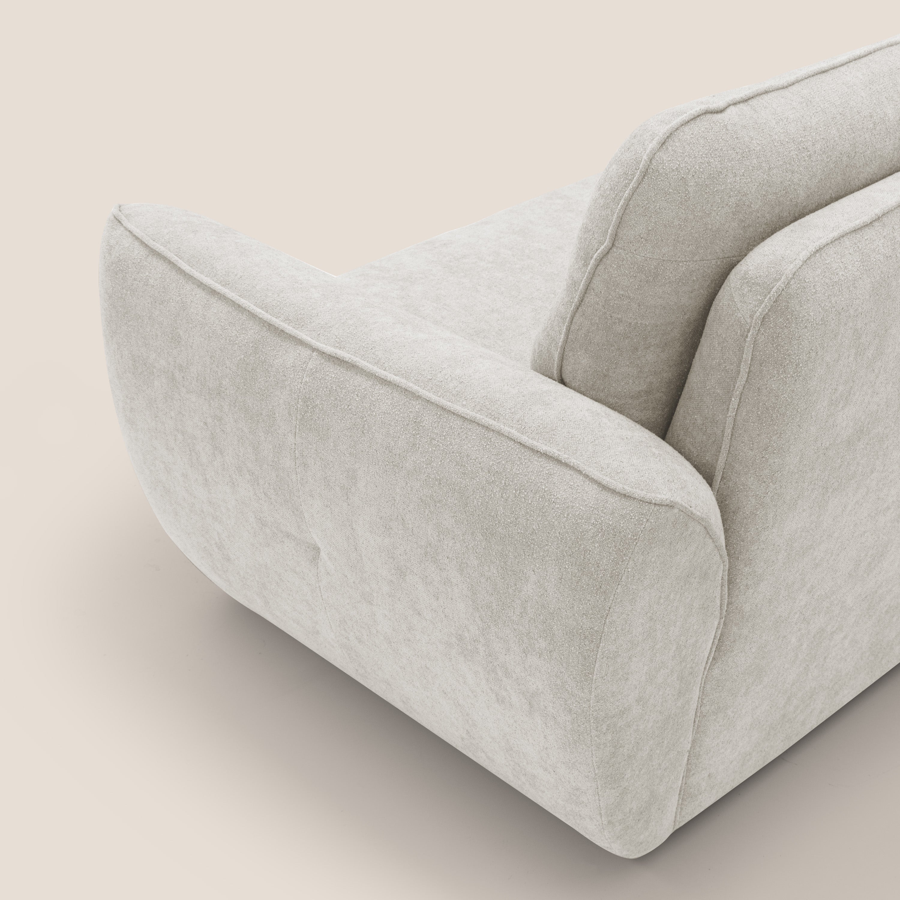 Cerbero divano 2 e 3 posti in morbido bouclé impermeabile T07 bianco - divani.store