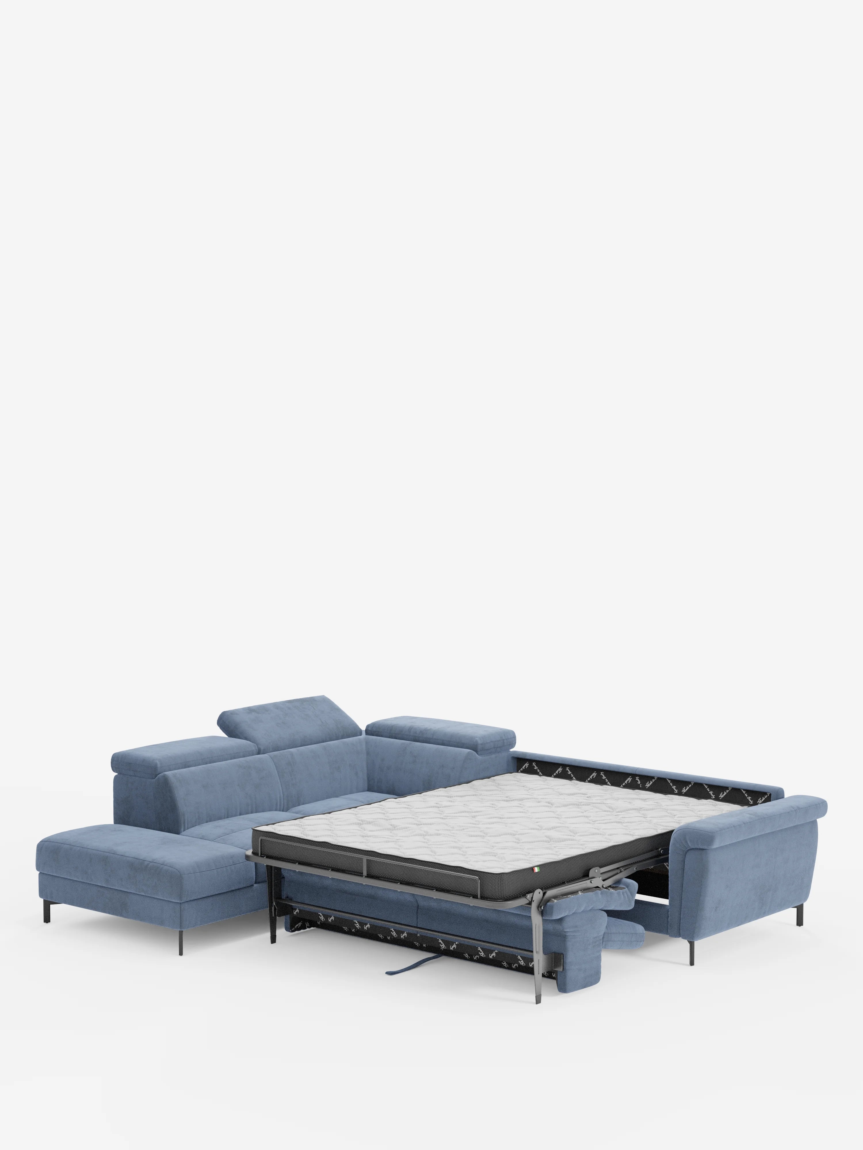 Capri canapé d'angle convertible avec Têtières Réglables et Matelas haute performance en Tissu Effet Velours Détachable T30