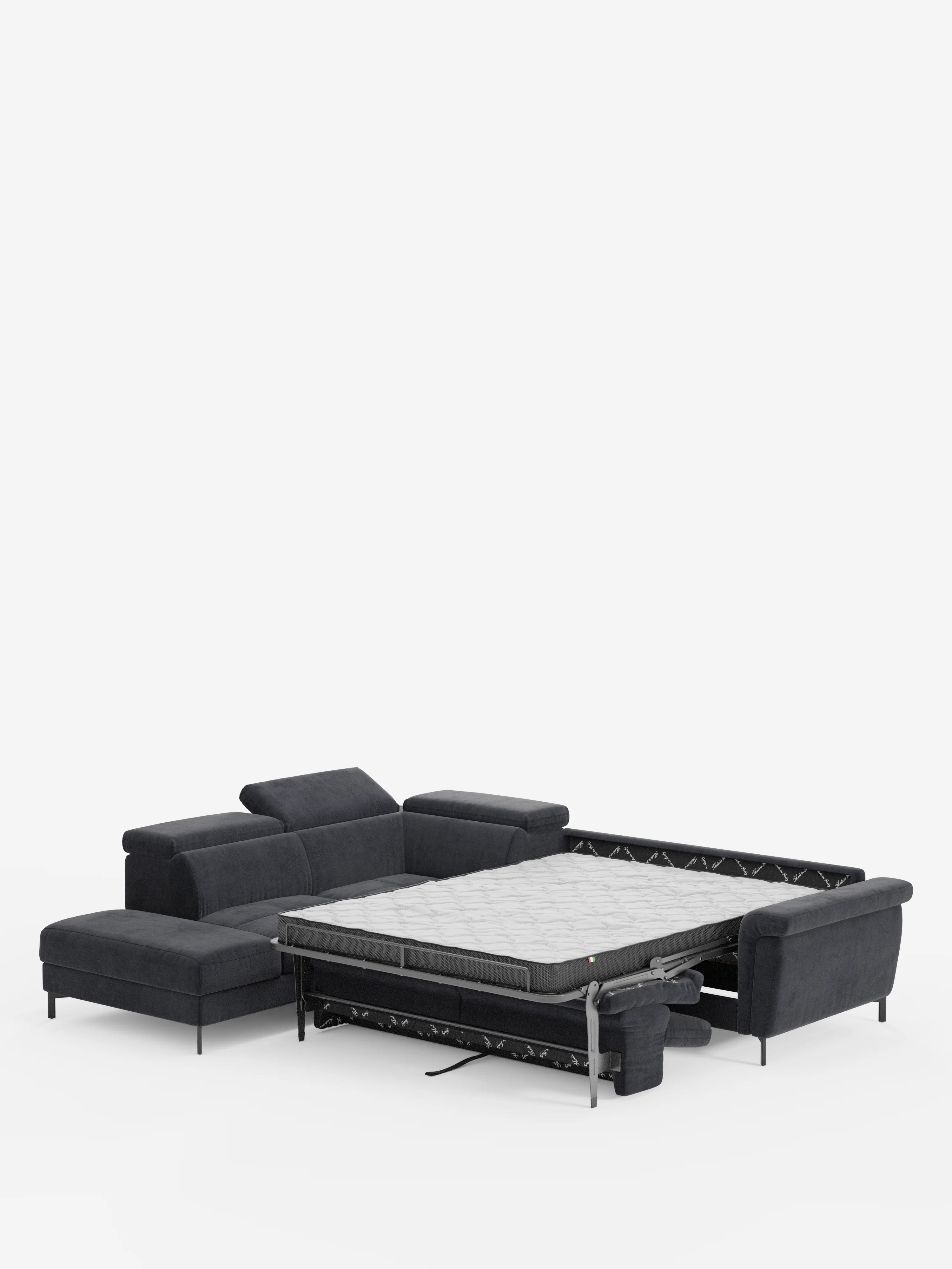 Capri canapé d'angle convertible avec Têtières Réglables et Matelas haute performance en Tissu Effet Velours Détachable T30
