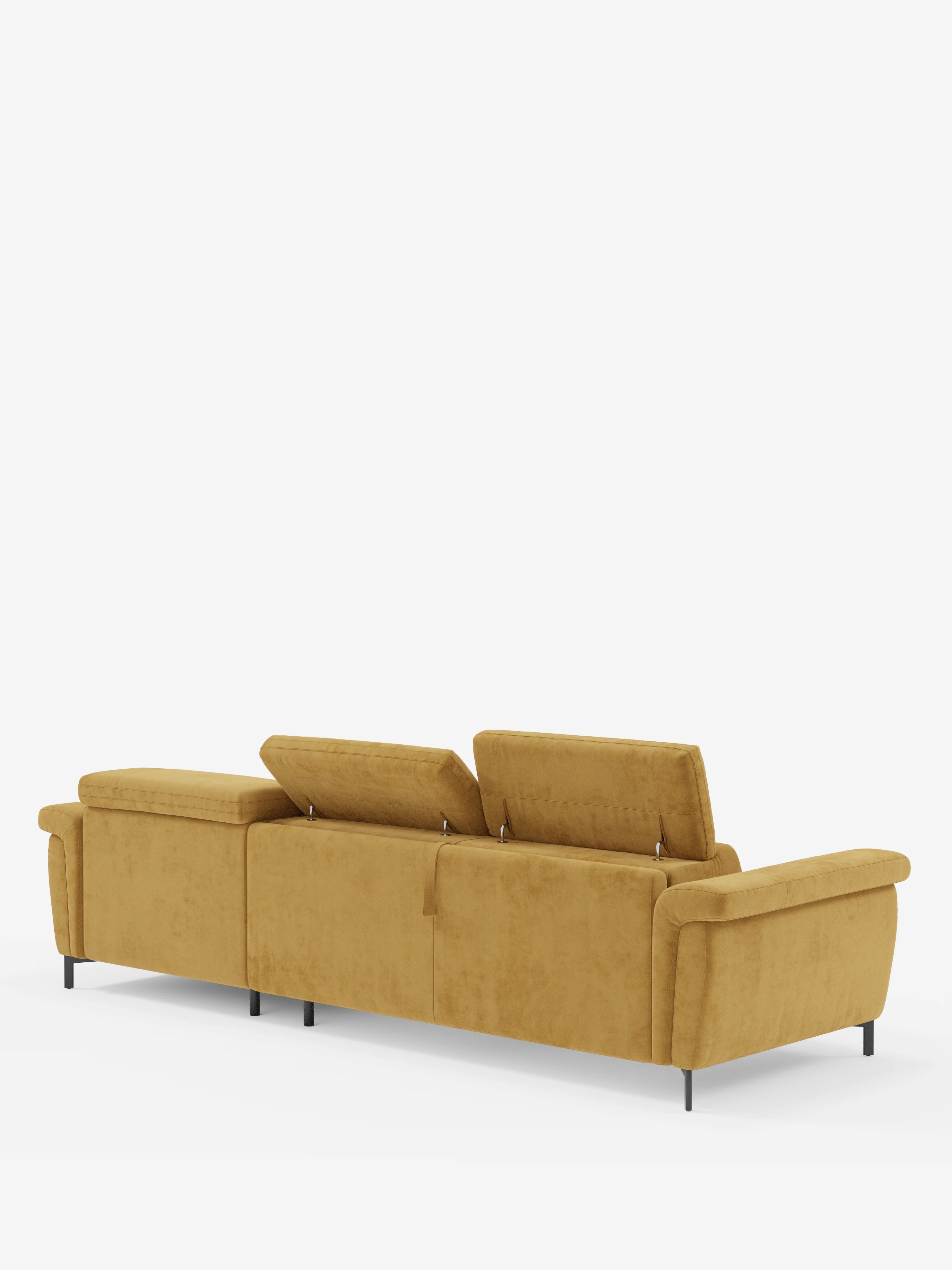 Capri canapé convertible avec méridienne coffre et têtières réglables - Tissu Effet Velours Détachable T30