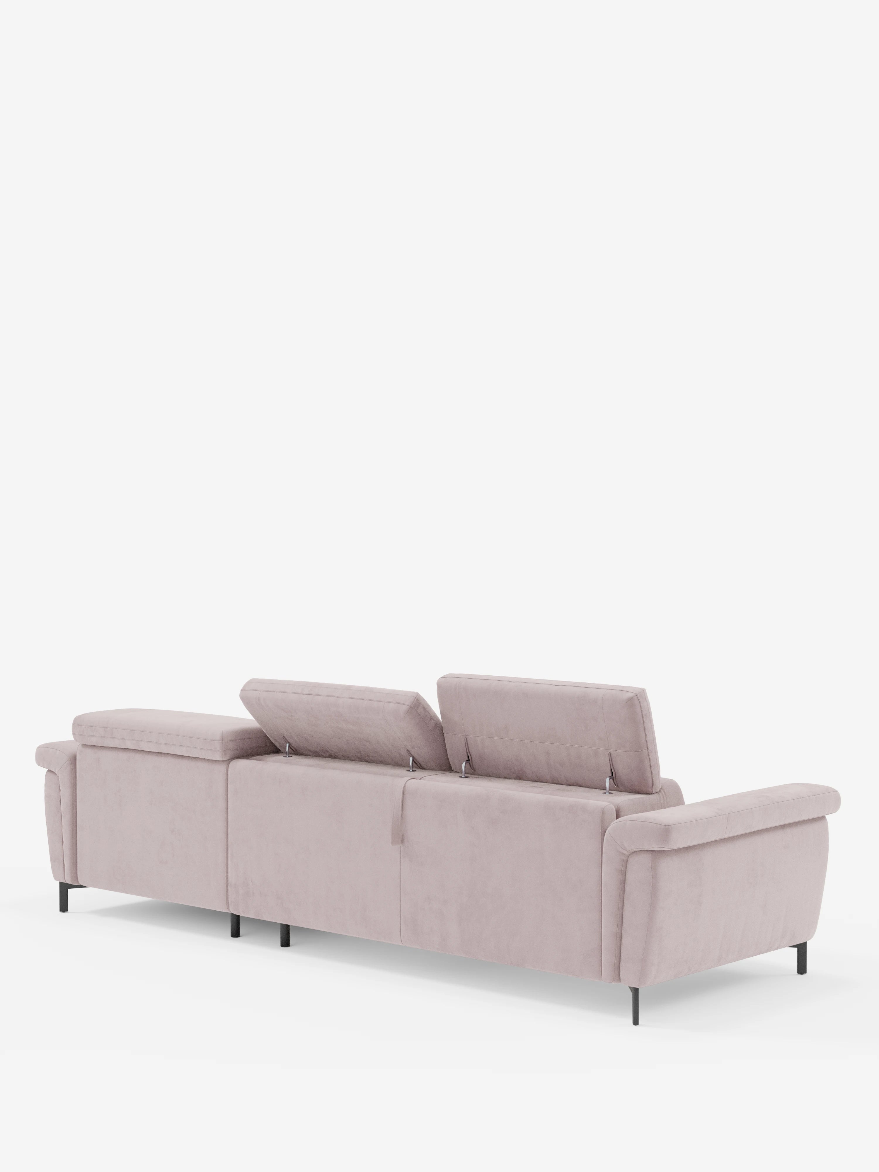Capri canapé convertible avec méridienne coffre et têtières réglables - Tissu Effet Velours Détachable T30