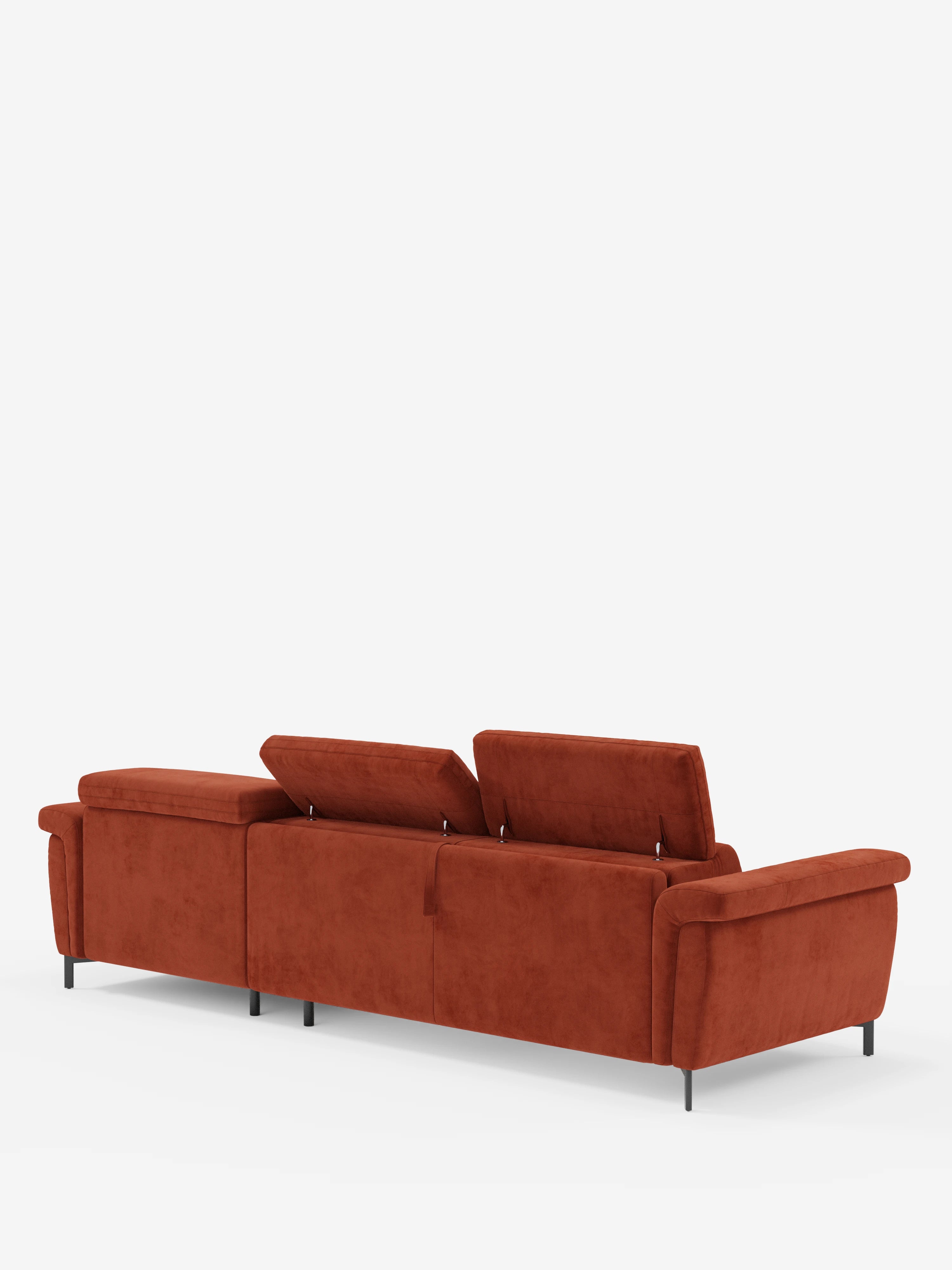 Capri canapé convertible avec méridienne coffre et têtières réglables - Tissu Effet Velours Détachable T30