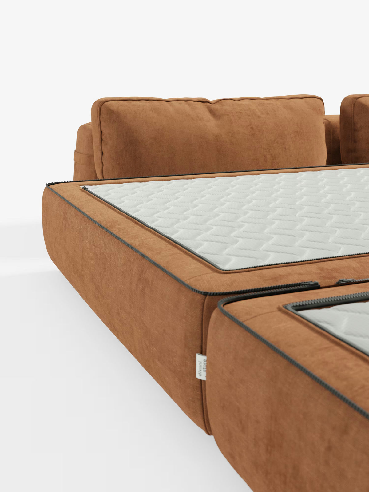 Rift divano letto matrimoniale 2 posti e 3 posti con schienali mobili - materasso alto 24 cm e memory foam in tessuto smacchiabile T31