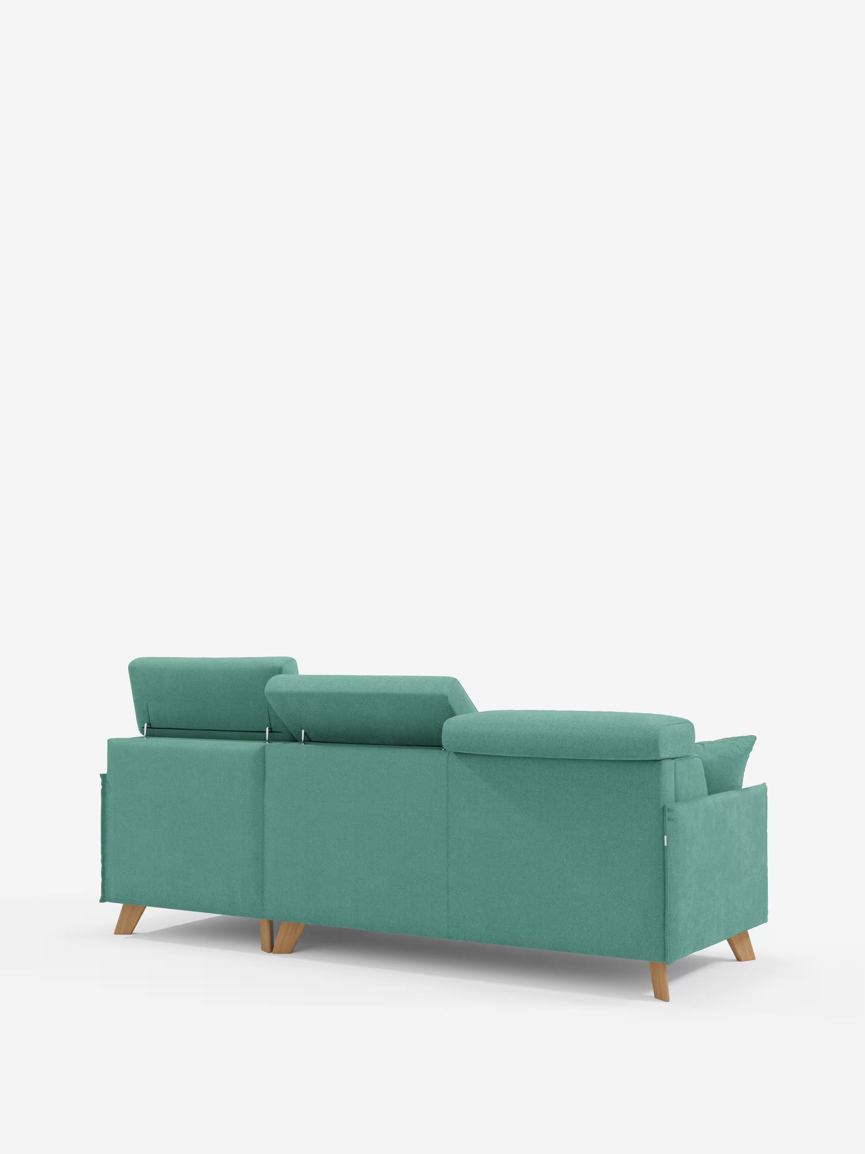 Sole Canapé d'angle convertible avec chaise longue avec coffre et têtières inclinables - tissu détachable T23