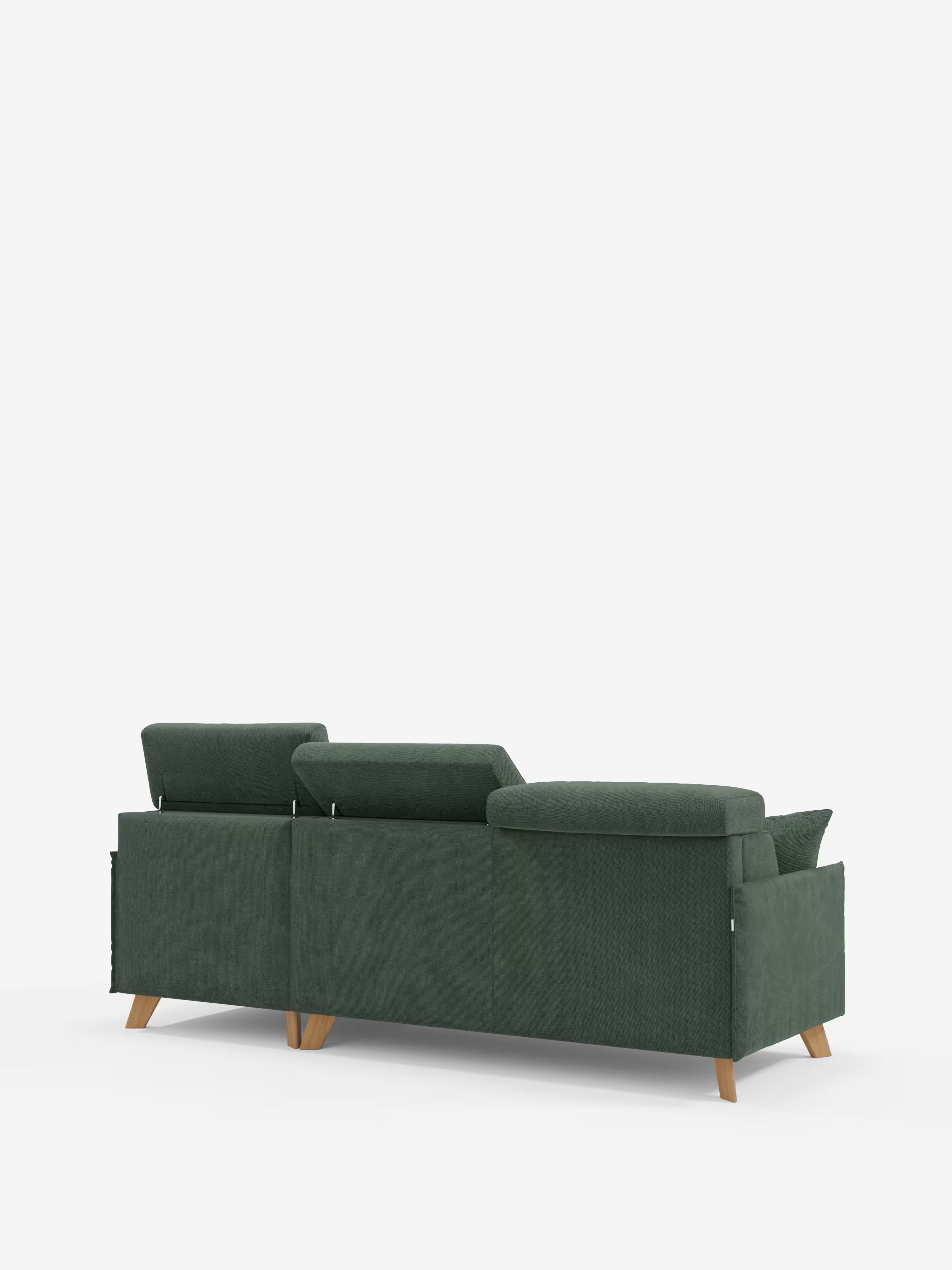 Sole Canapé d'angle convertible avec chaise longue avec coffre et têtières inclinables - tissu détachable T23