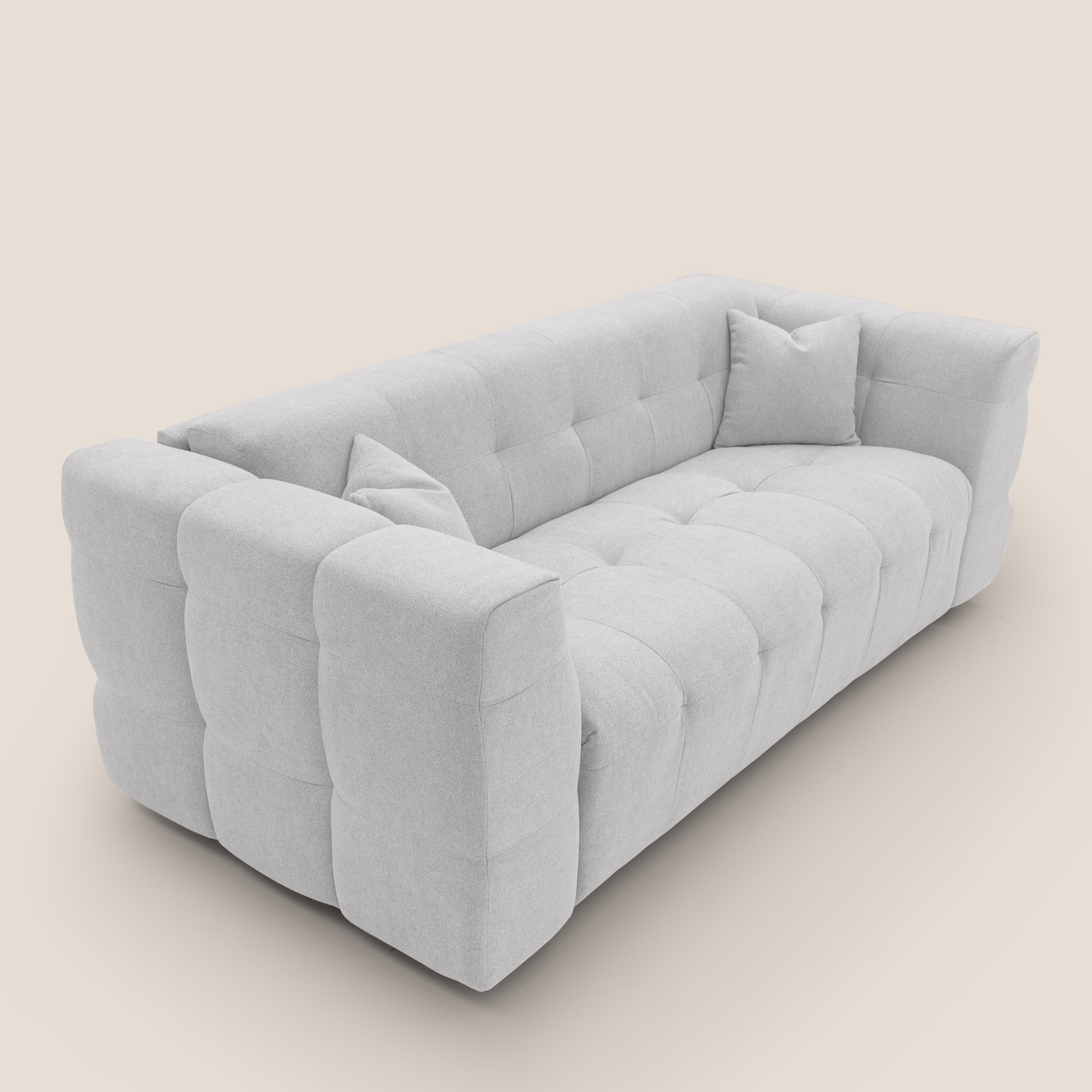 Tender Divano letto matrimoniale dal design innovativo in tessuto bouclet impermeabile T07 bianco - divani.store