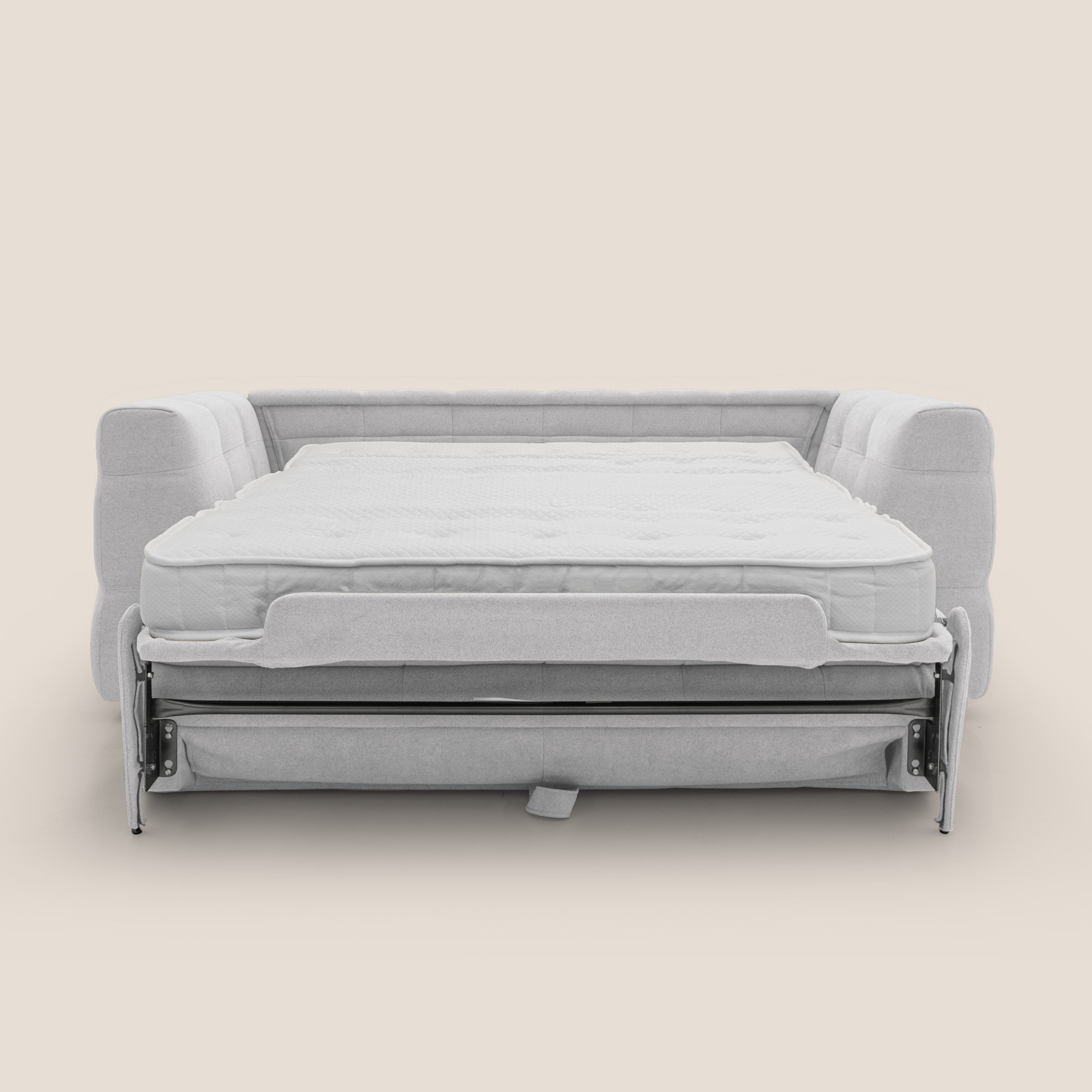 Tender Divano letto matrimoniale dal design innovativo in tessuto bouclet impermeabile T07 bianco - divani.store