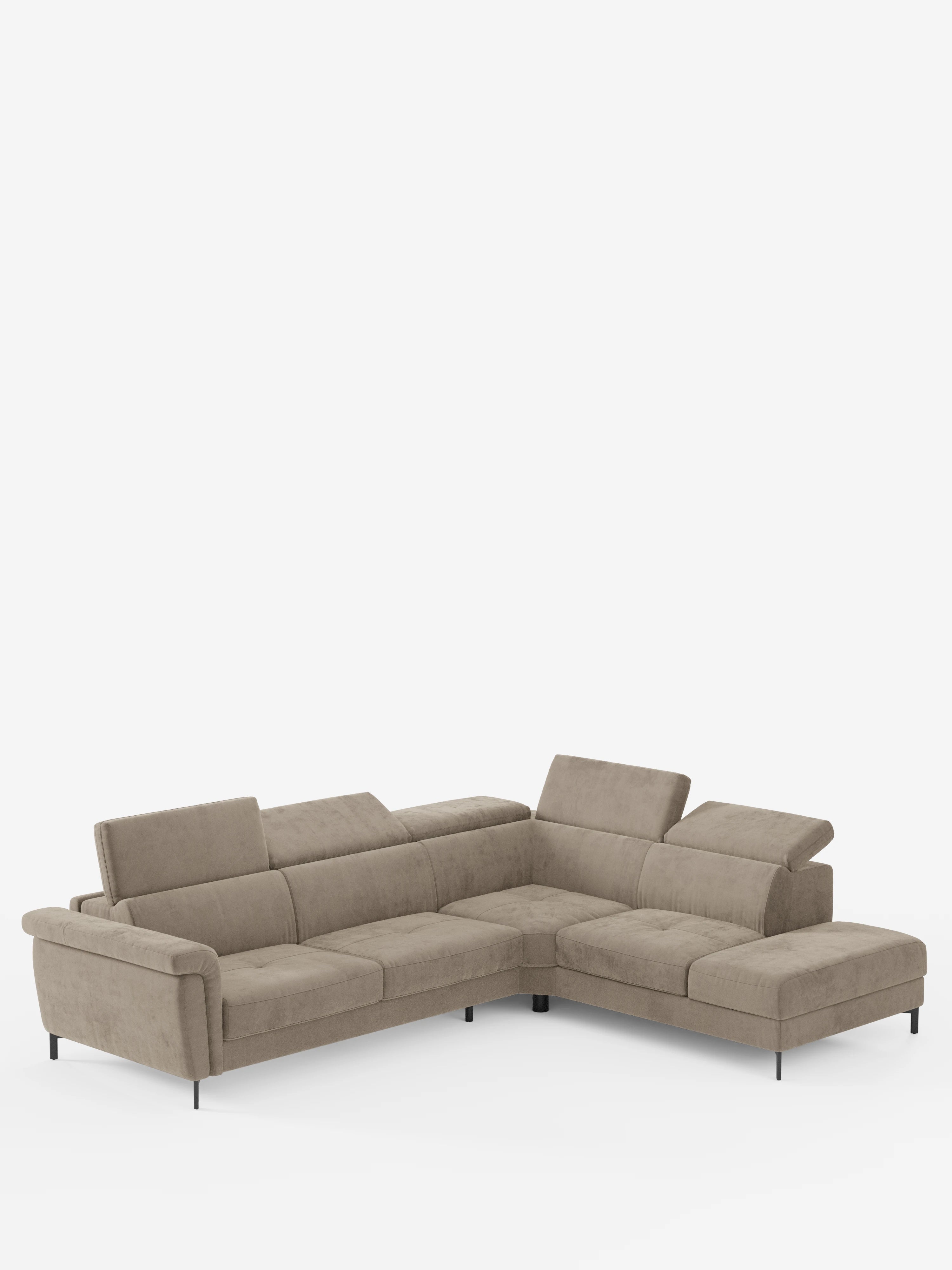 Capri canapé d'angle convertible avec Têtières Réglables et Matelas haute performance en Tissu Effet Velours Détachable T30