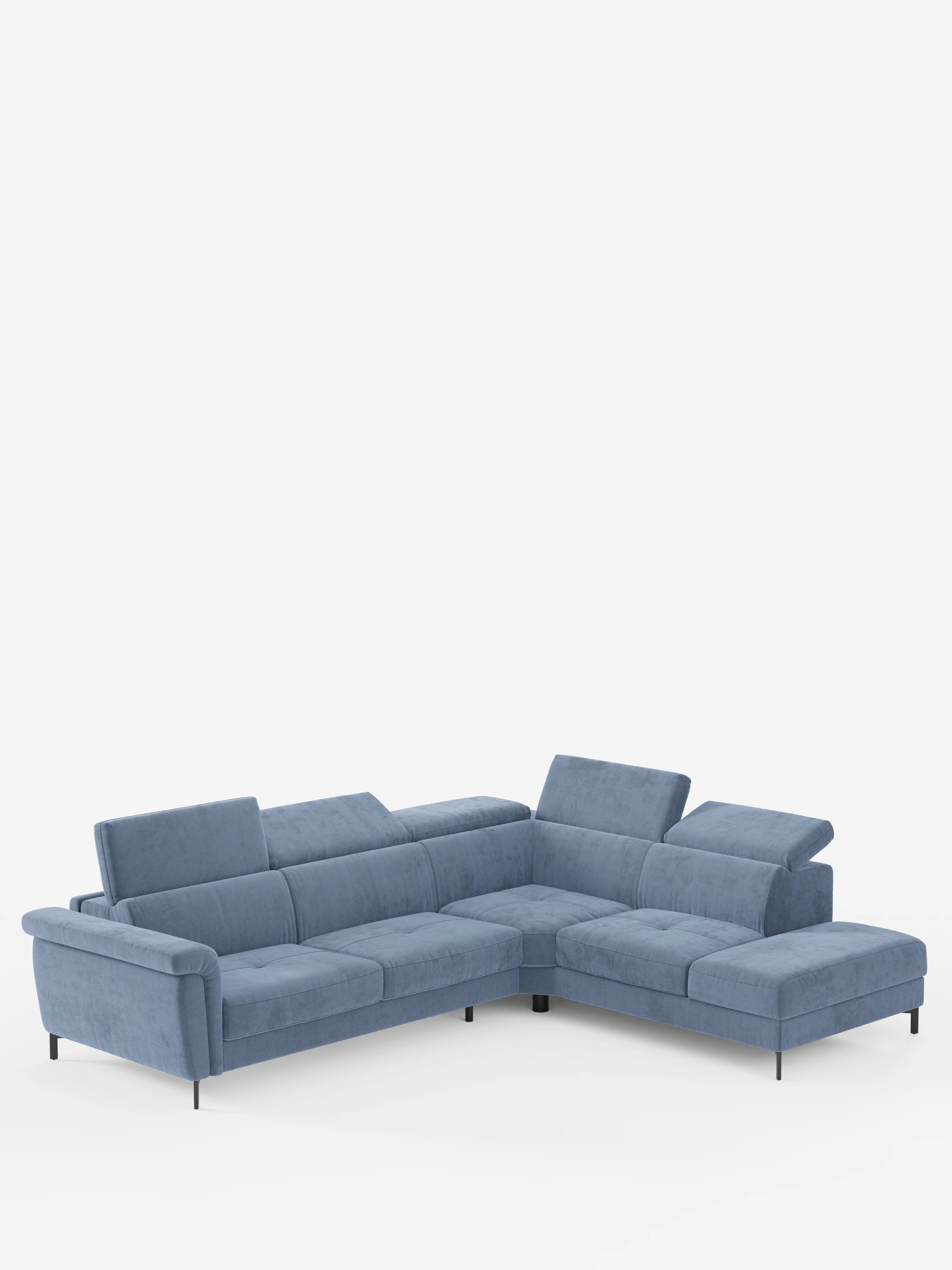 Capri canapé d'angle convertible avec Têtières Réglables et Matelas haute performance en Tissu Effet Velours Détachable T30