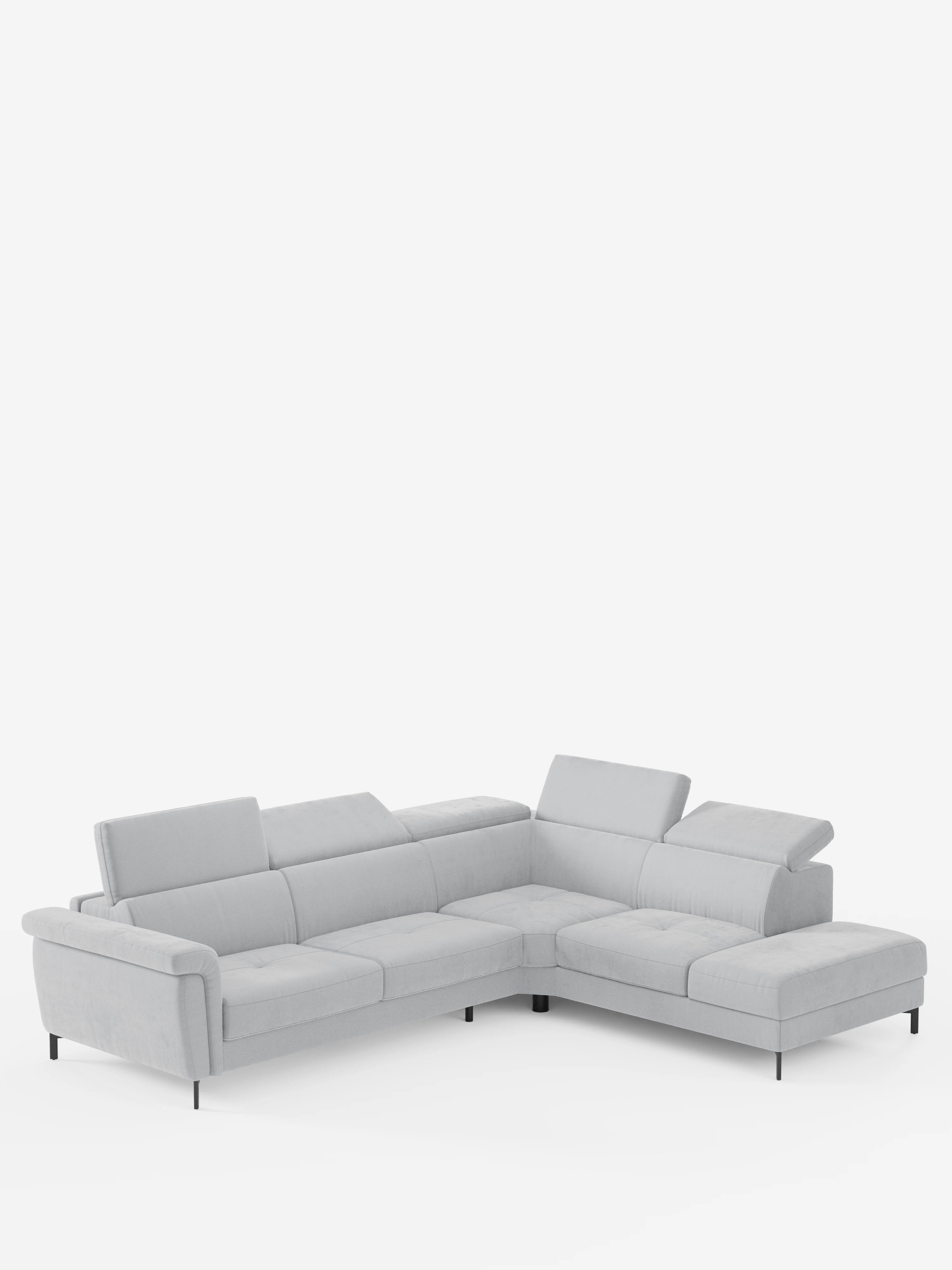 Capri canapé d'angle convertible avec Têtières Réglables et Matelas haute performance en Tissu Effet Velours Détachable T30