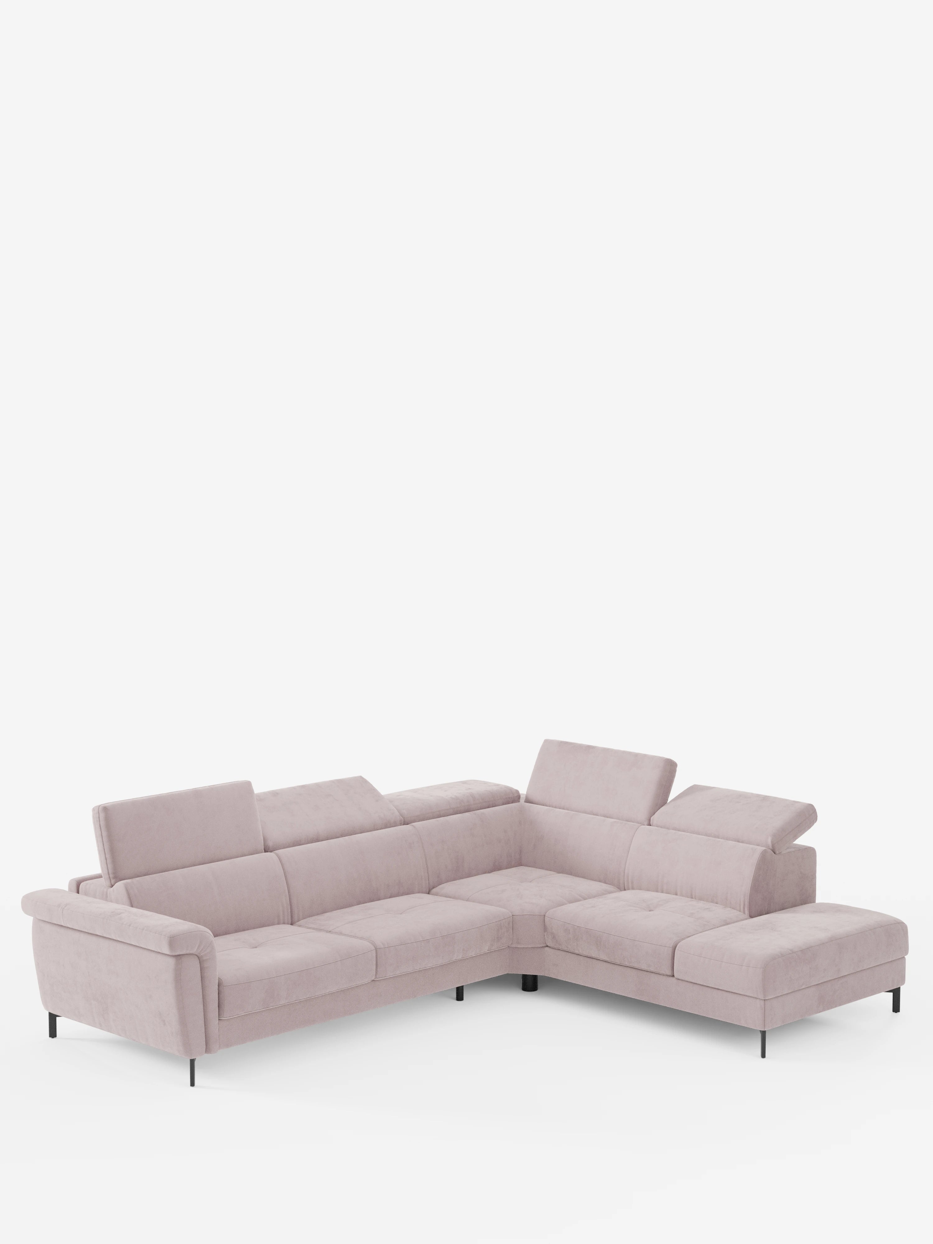 Capri canapé d'angle convertible avec Têtières Réglables et Matelas haute performance en Tissu Effet Velours Détachable T30
